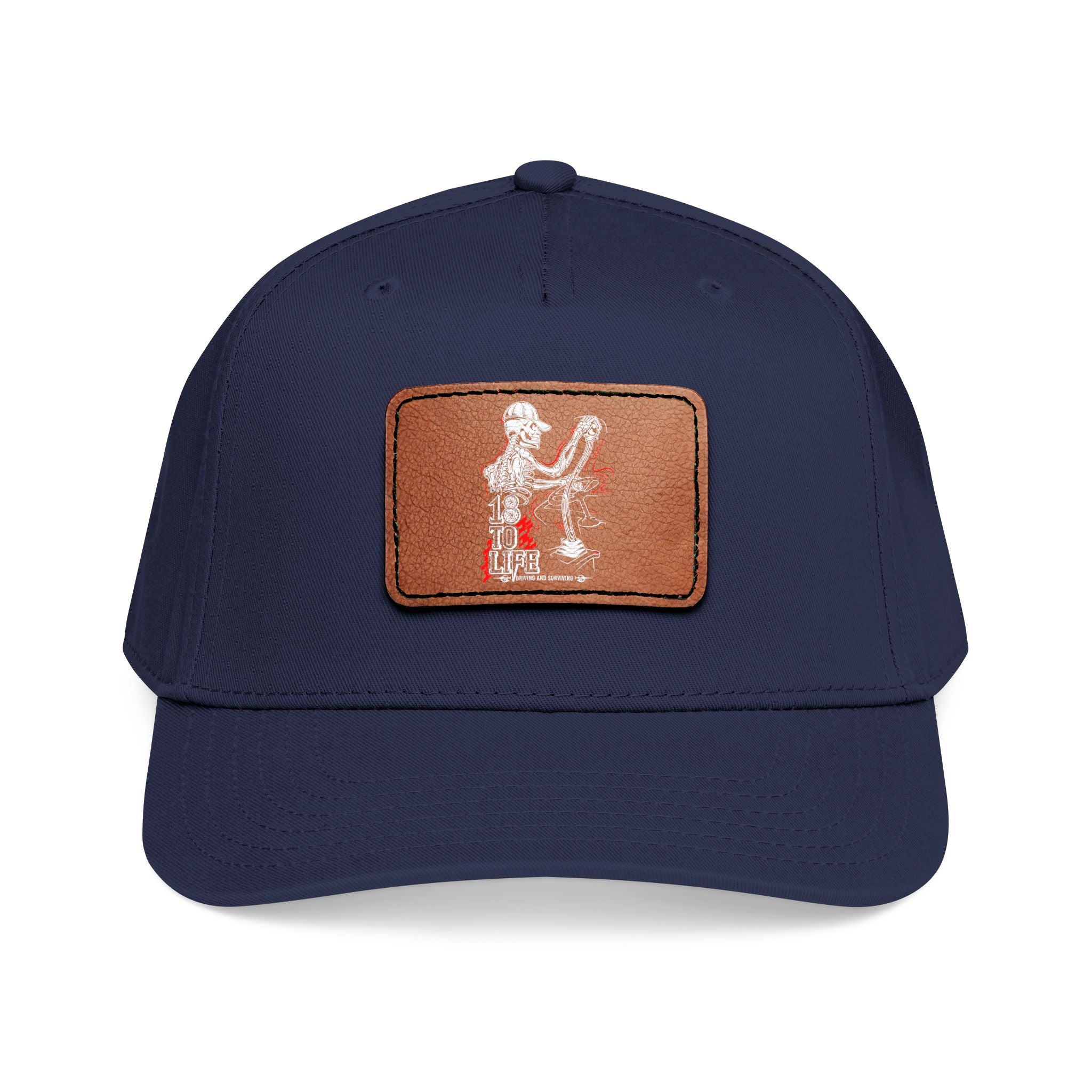 Mid Profile Baseball Cap with Leather Patch (Rectangle)