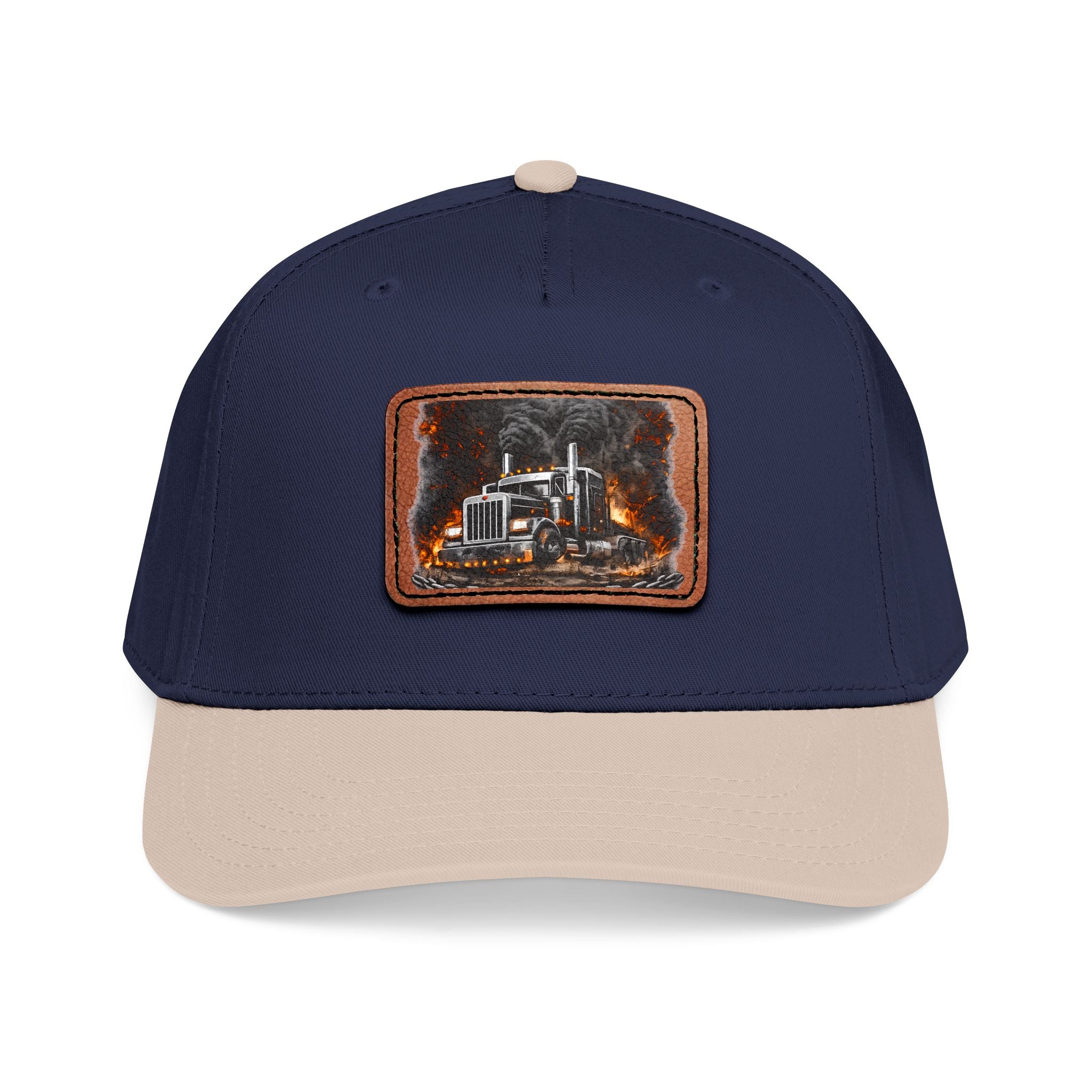 Mid Profile Baseball Cap with Leather Patch (Rectangle)