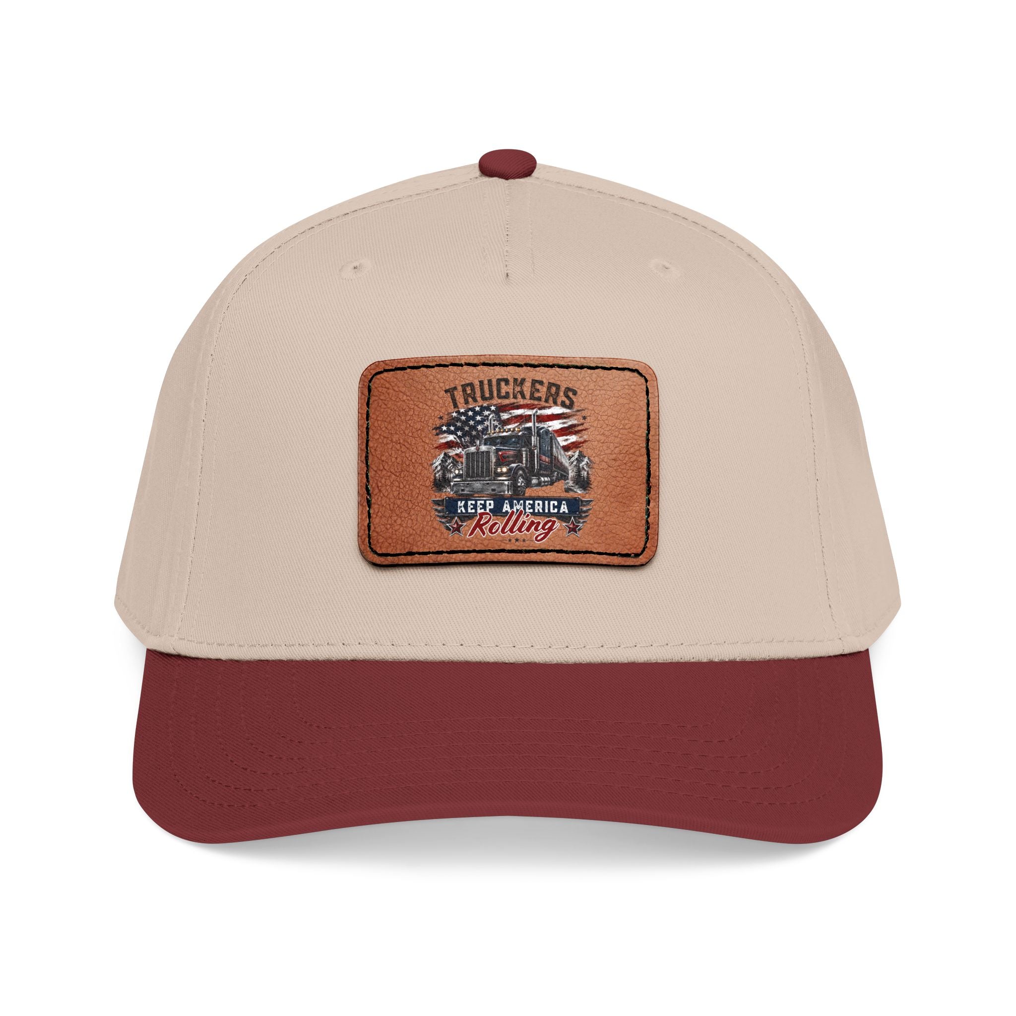Mid Profile Baseball Cap with Leather Patch (Rectangle)