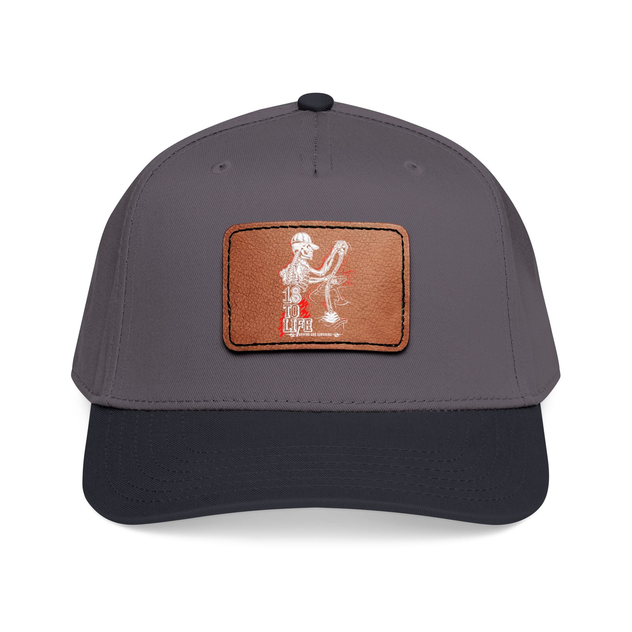 Mid Profile Baseball Cap with Leather Patch (Rectangle)