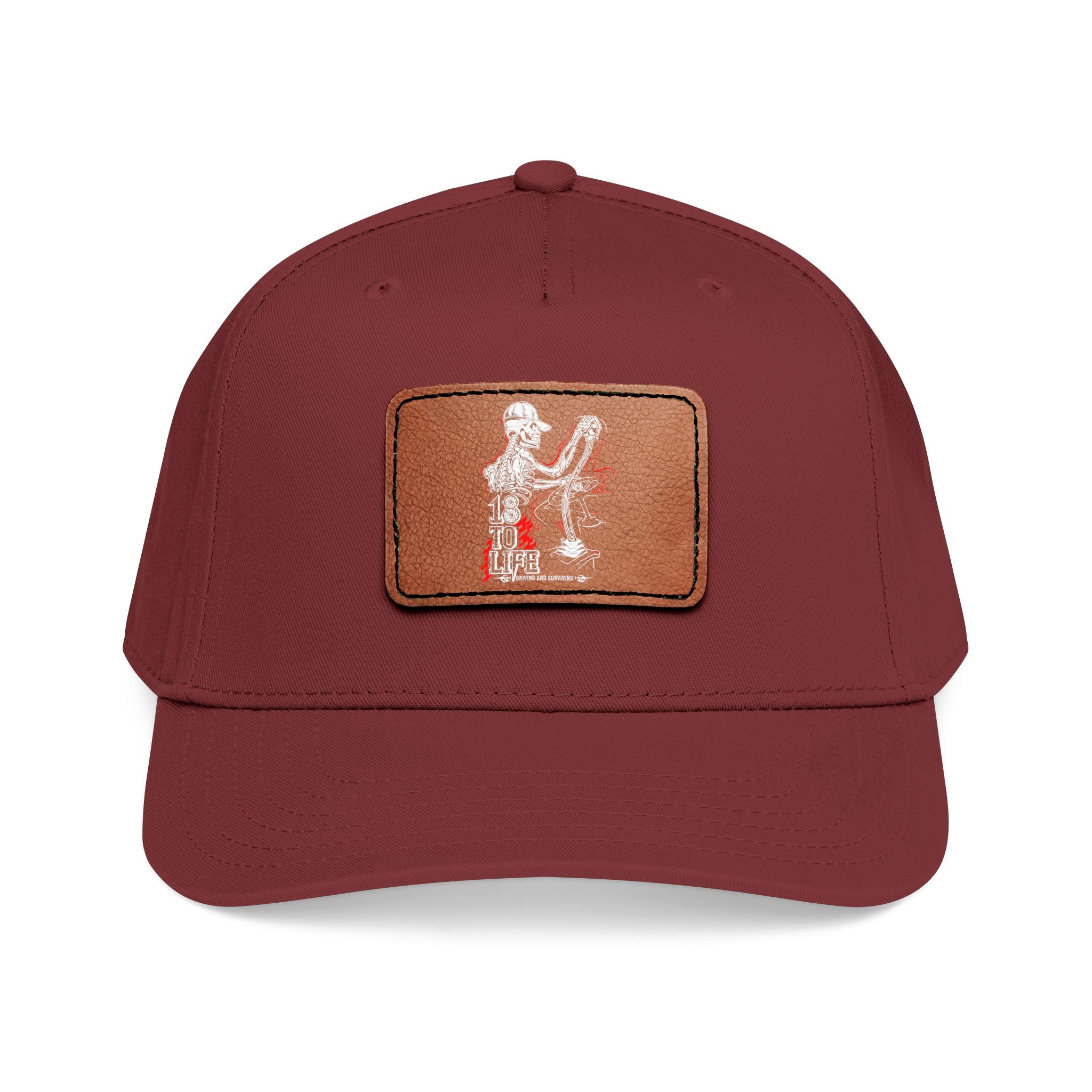 Mid Profile Baseball Cap with Leather Patch (Rectangle)