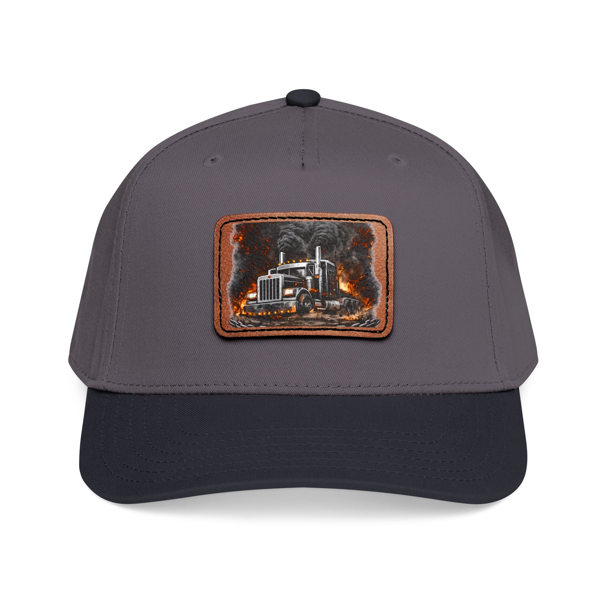 Mid Profile Baseball Cap with Leather Patch (Rectangle)
