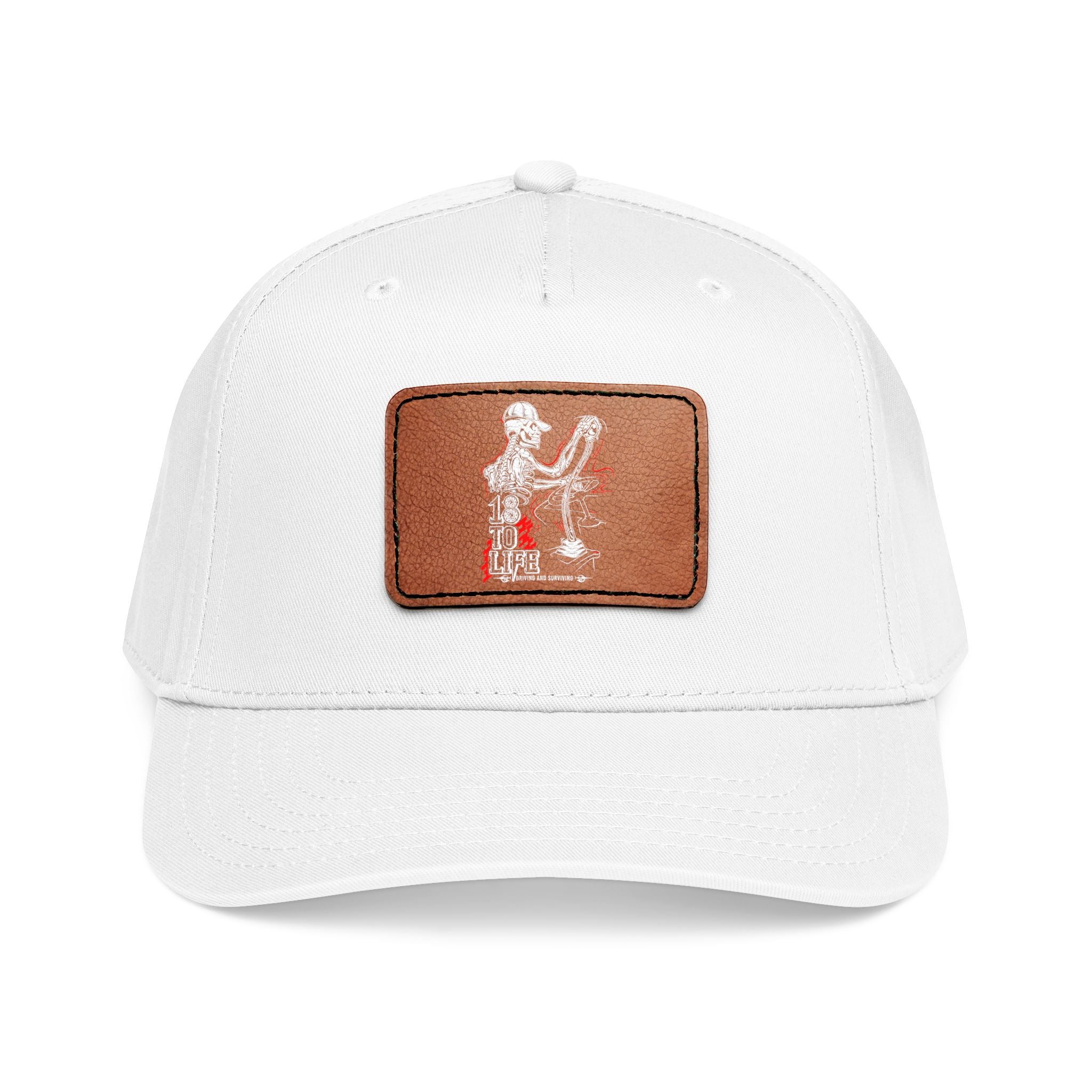 Mid Profile Baseball Cap with Leather Patch (Rectangle)