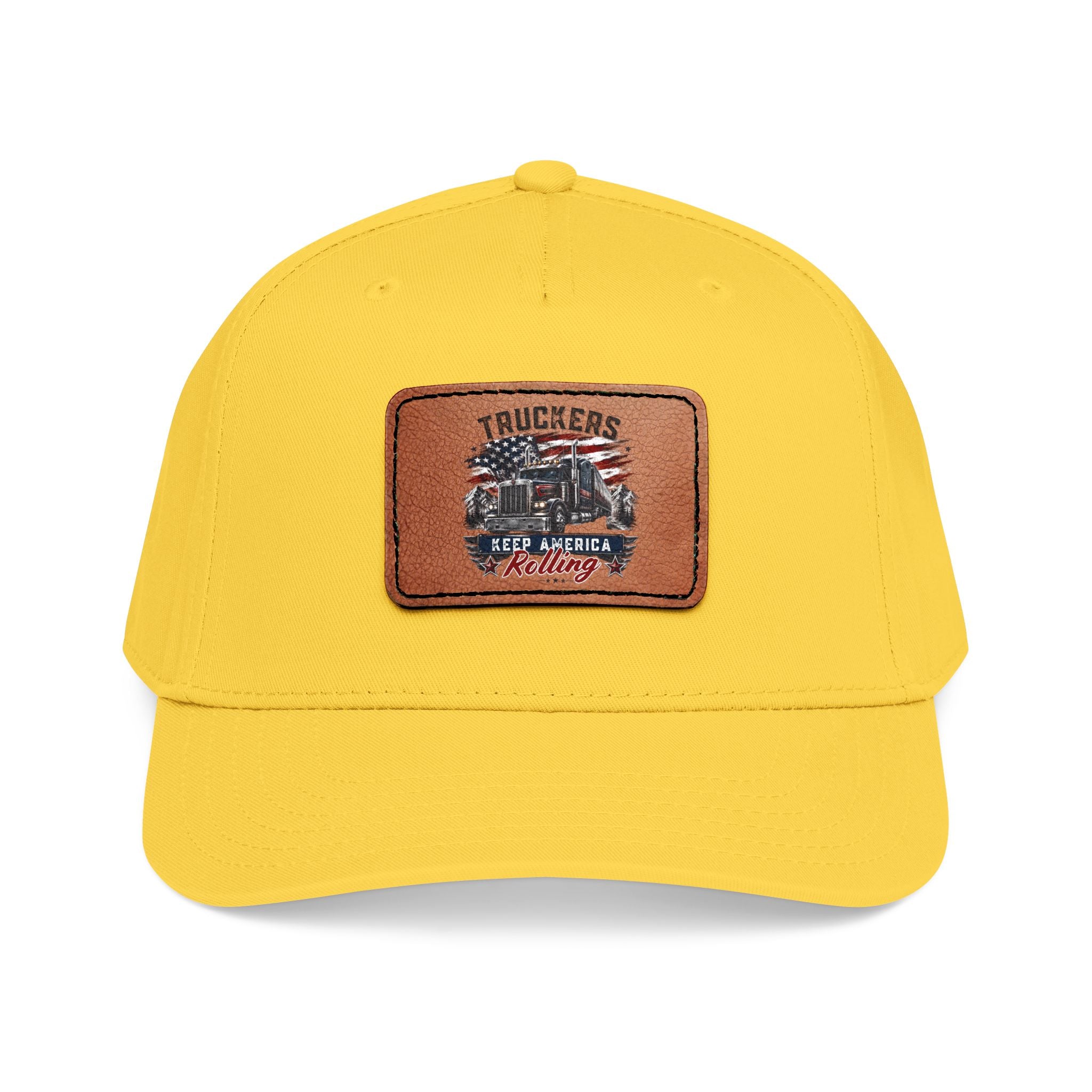 Mid Profile Baseball Cap with Leather Patch (Rectangle)