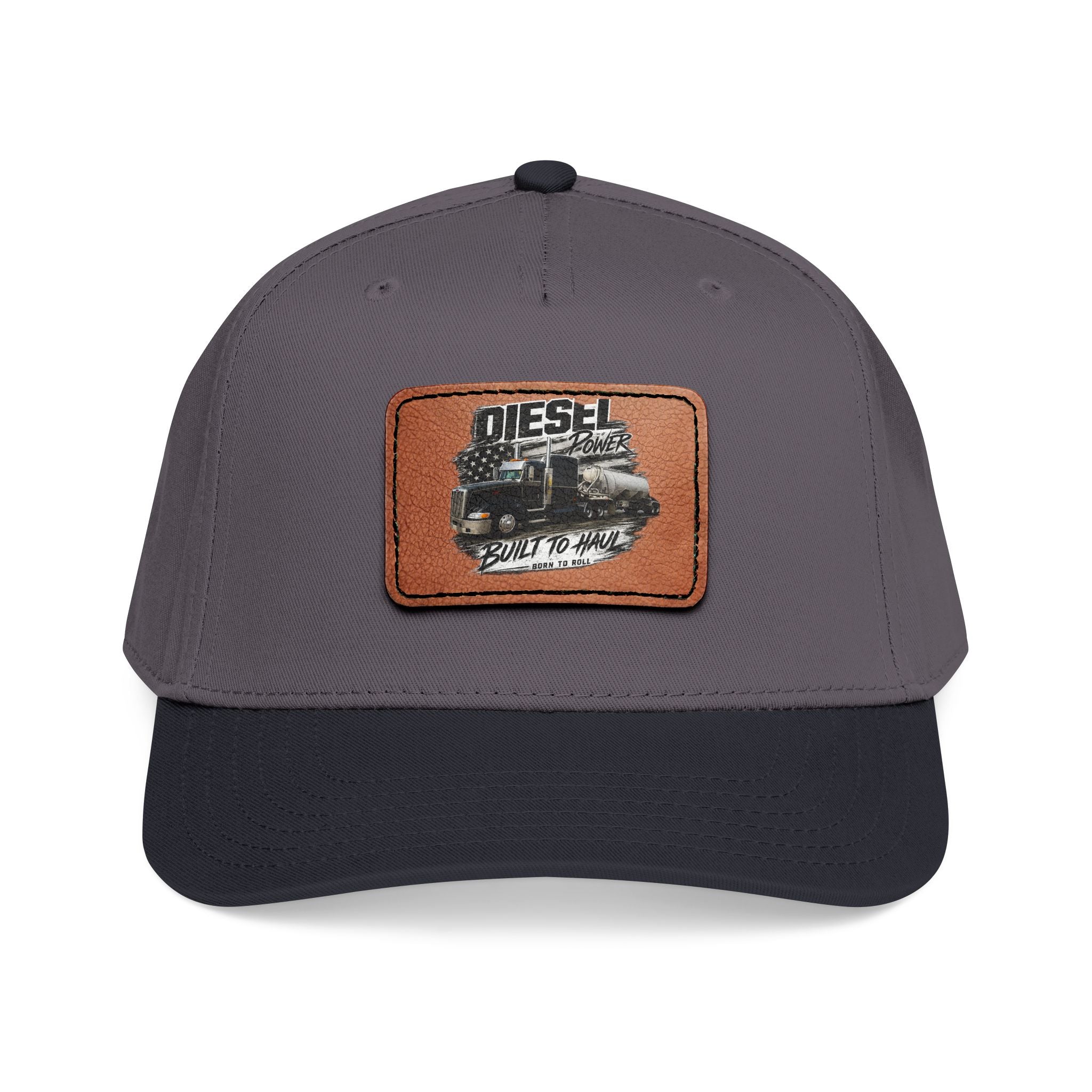 Mid Profile Baseball Cap with Leather Patch (Rectangle)
