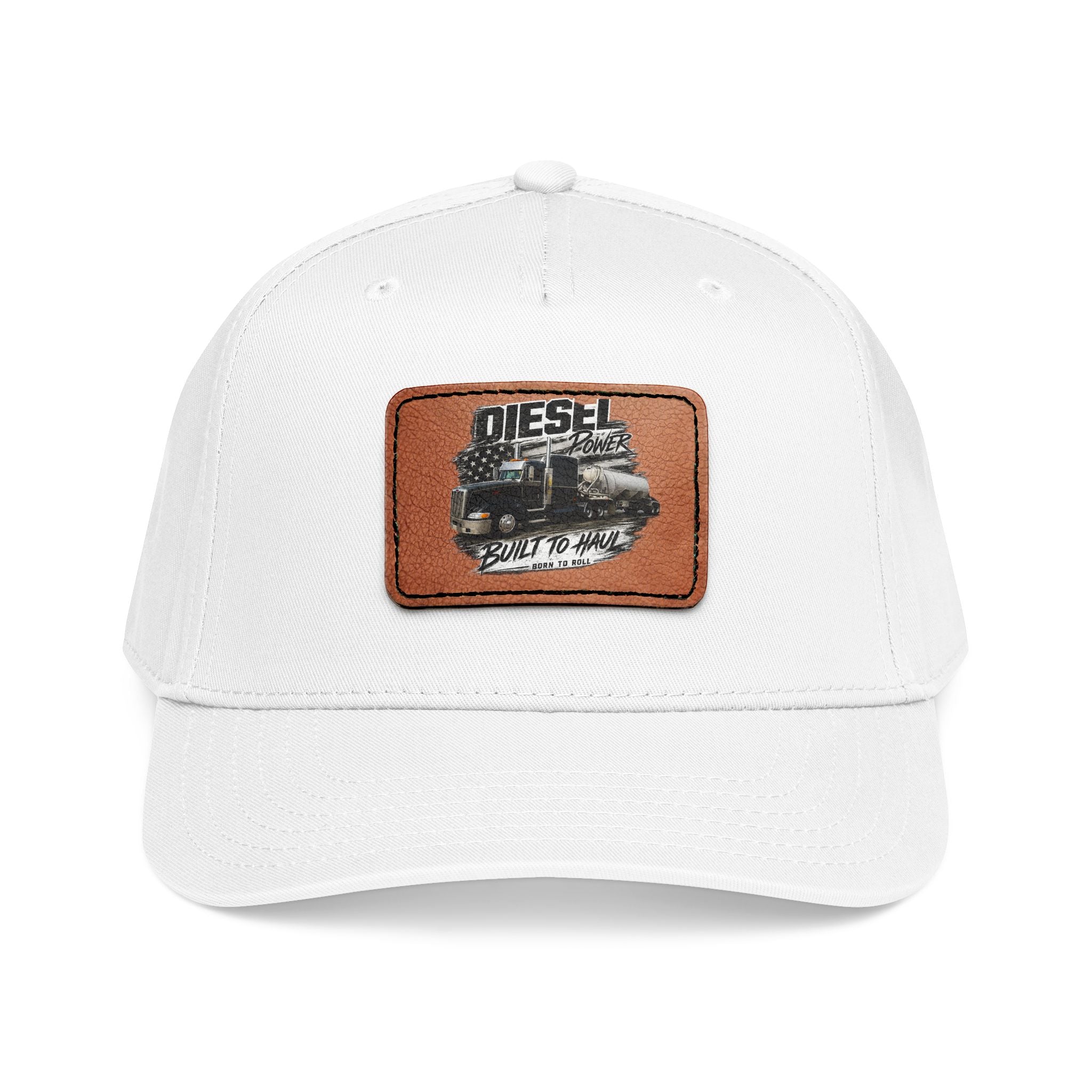 Mid Profile Baseball Cap with Leather Patch (Rectangle)