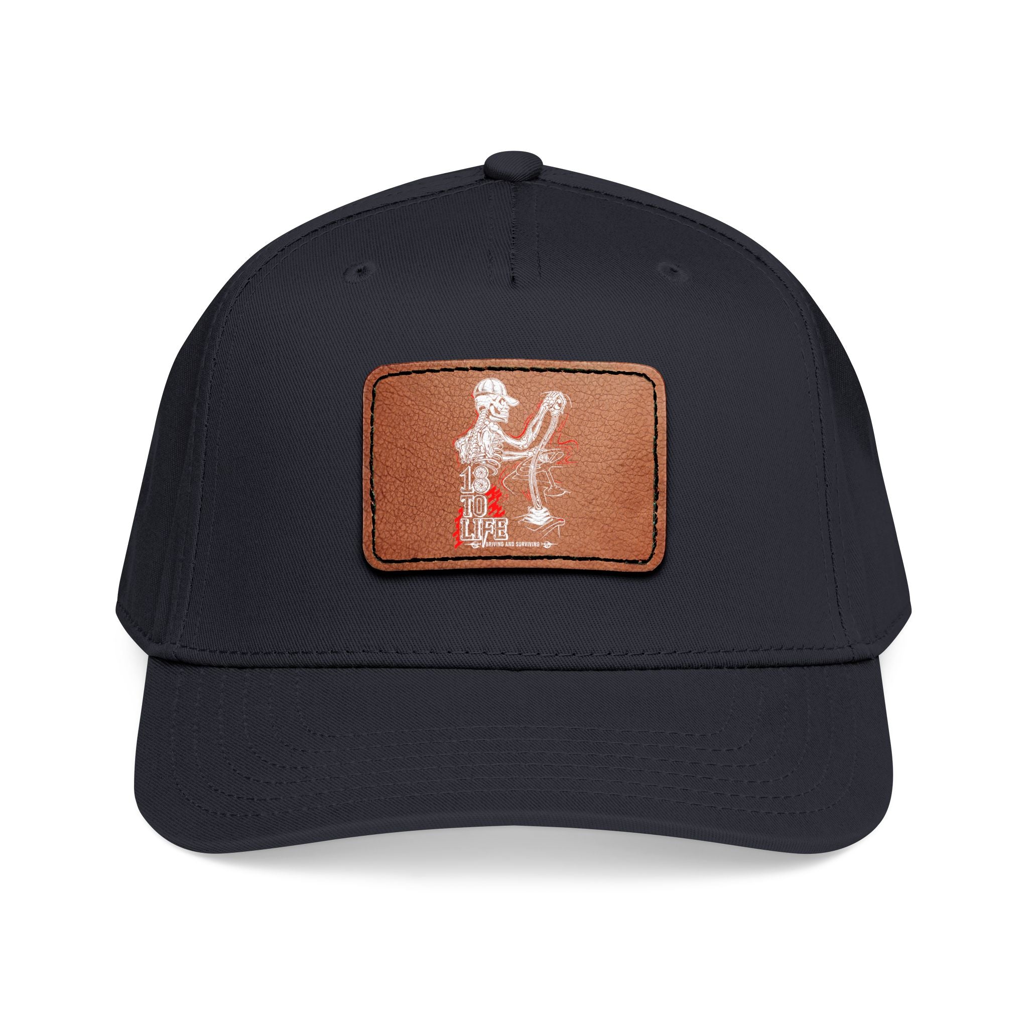Mid Profile Baseball Cap with Leather Patch (Rectangle)