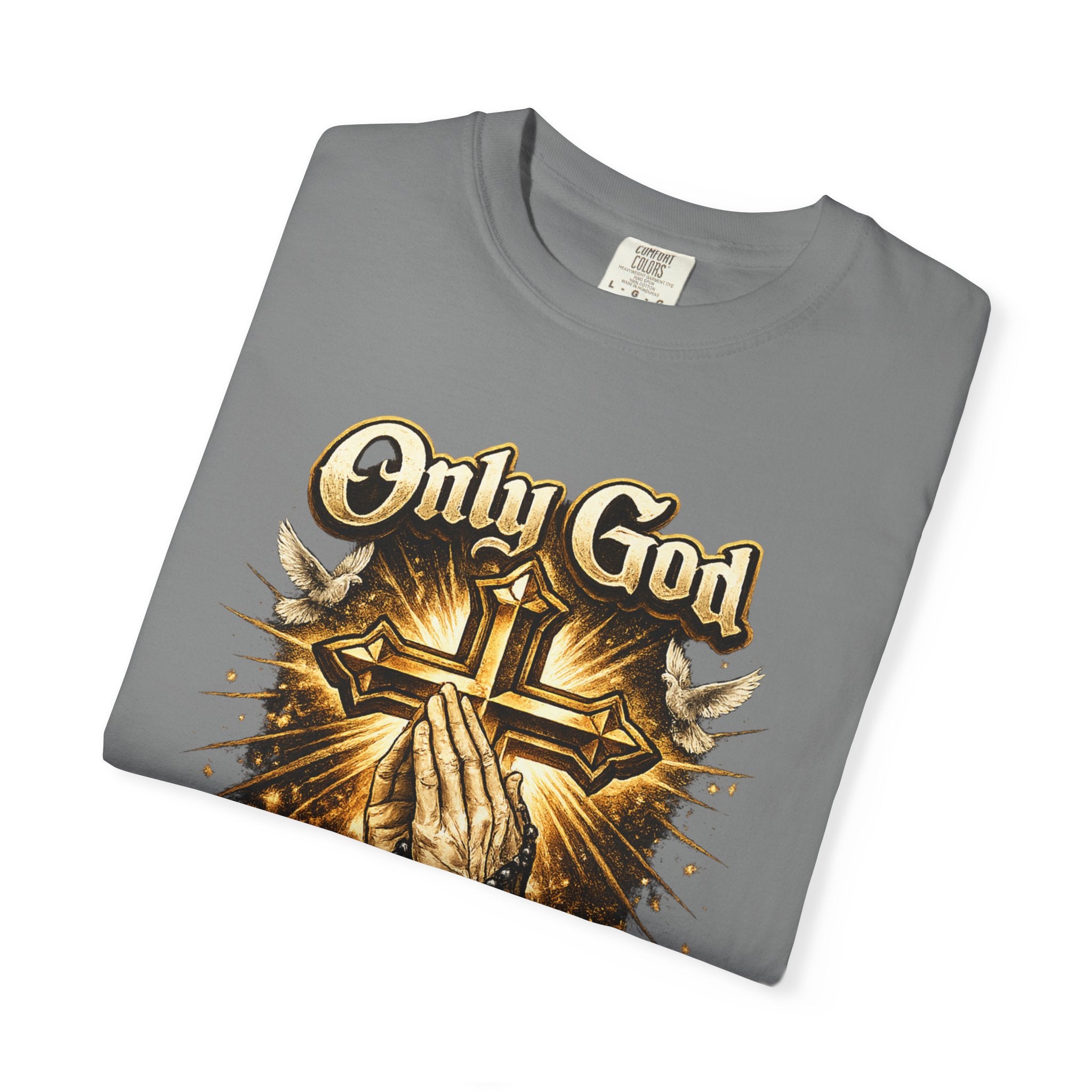 Only God Can Judge Me T-Shirt — Praying Hands & Cross Religious Tee