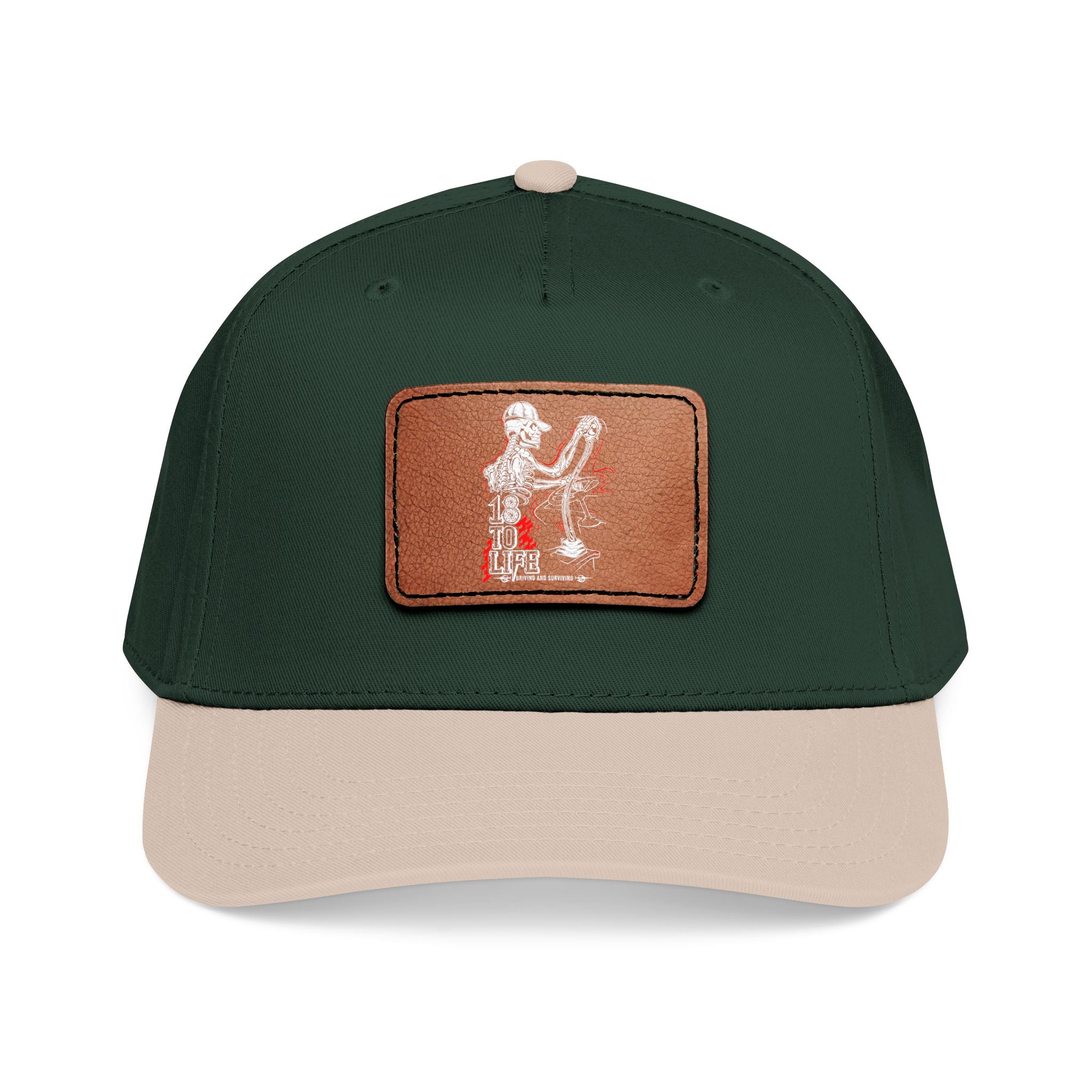 Mid Profile Baseball Cap with Leather Patch (Rectangle)