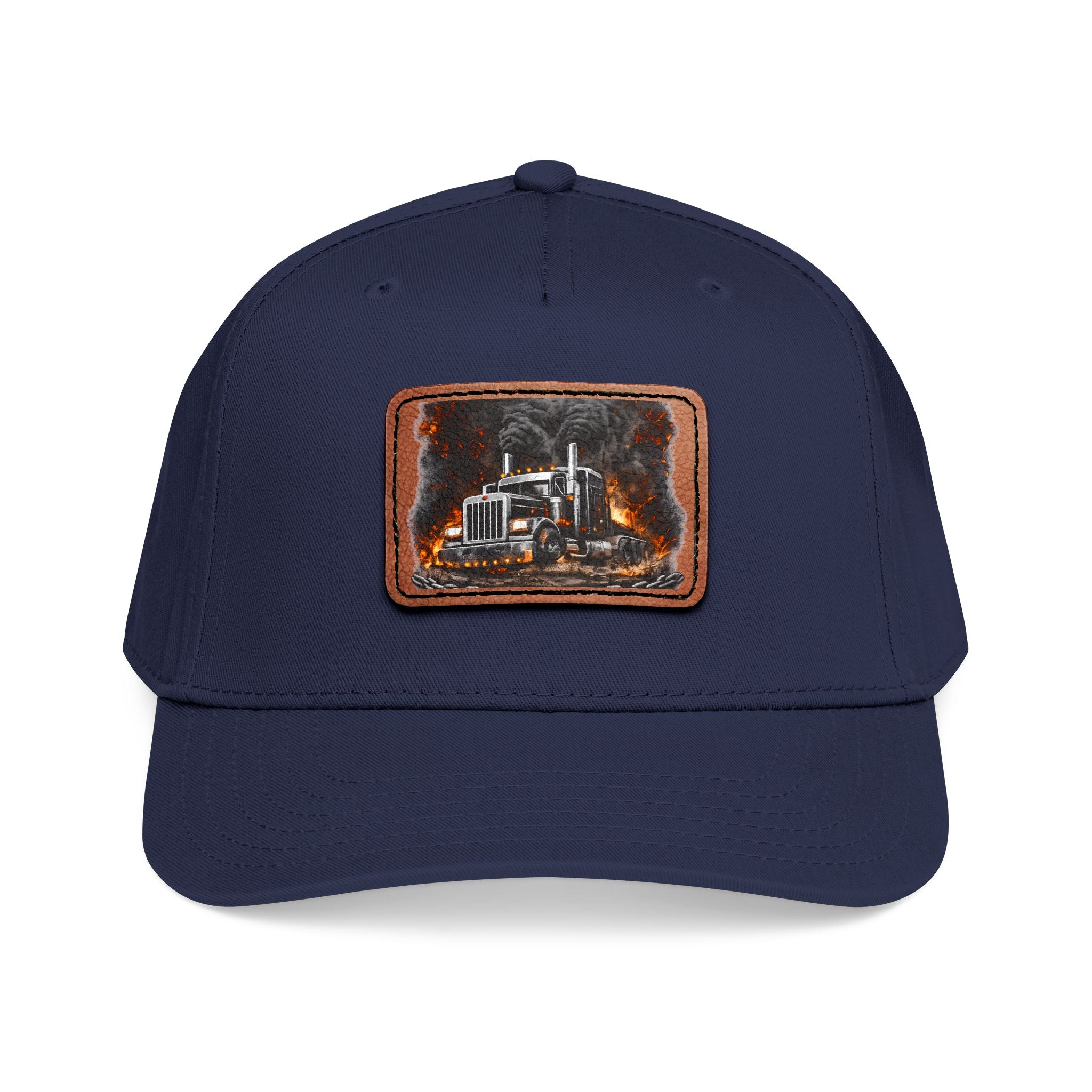 Mid Profile Baseball Cap with Leather Patch (Rectangle)