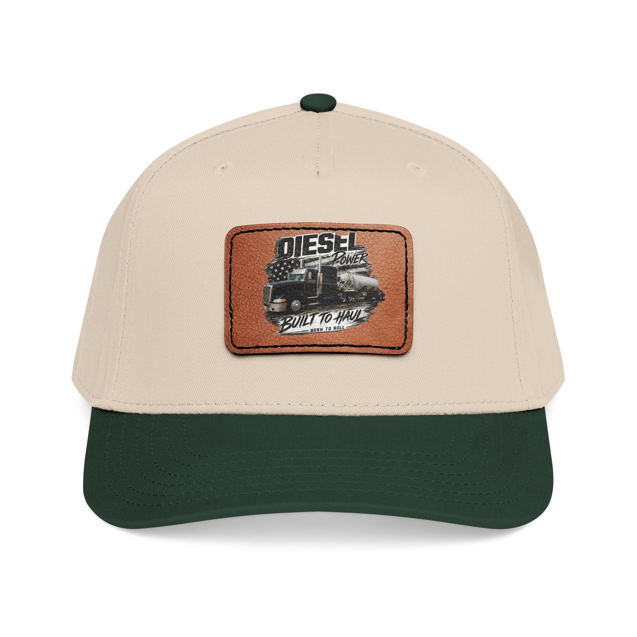 Mid Profile Baseball Cap with Leather Patch (Rectangle)