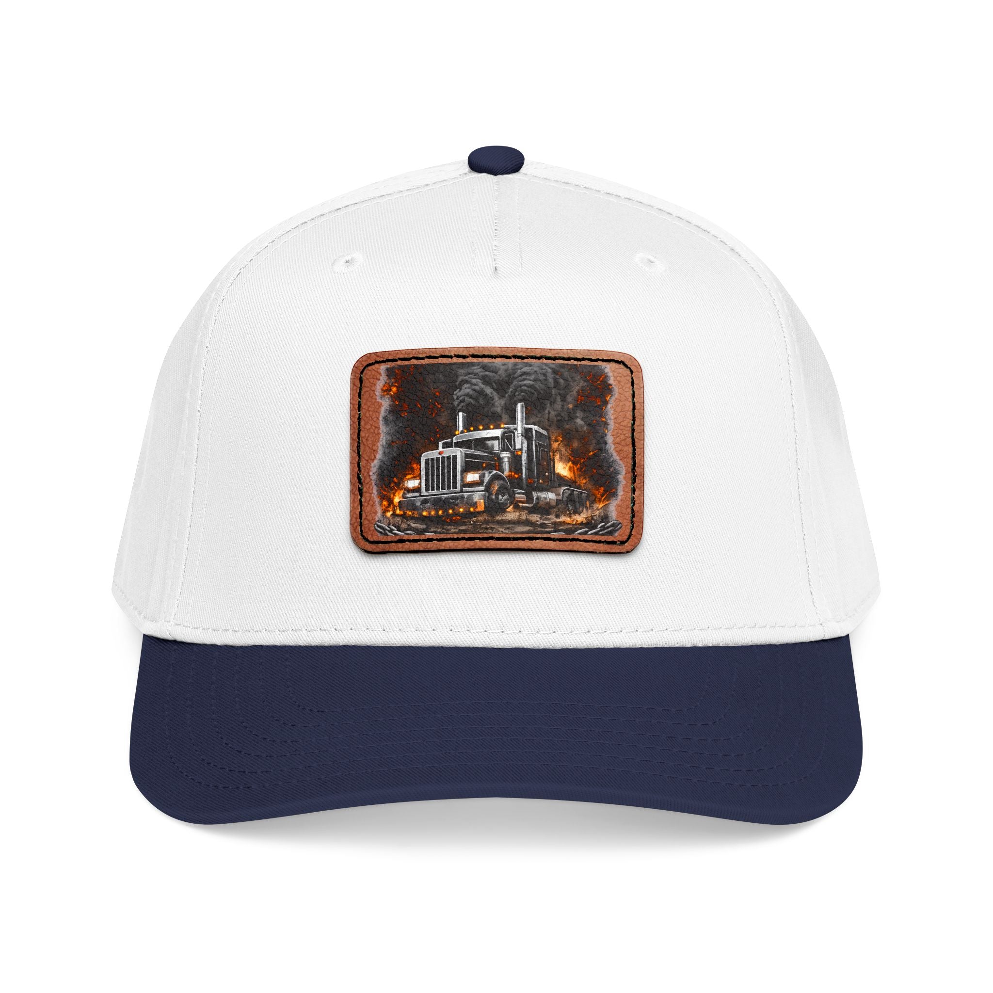 Mid Profile Baseball Cap with Leather Patch (Rectangle)