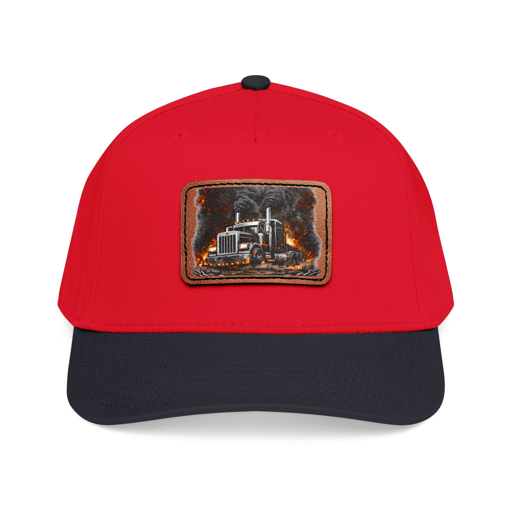 Mid Profile Baseball Cap with Leather Patch (Rectangle)