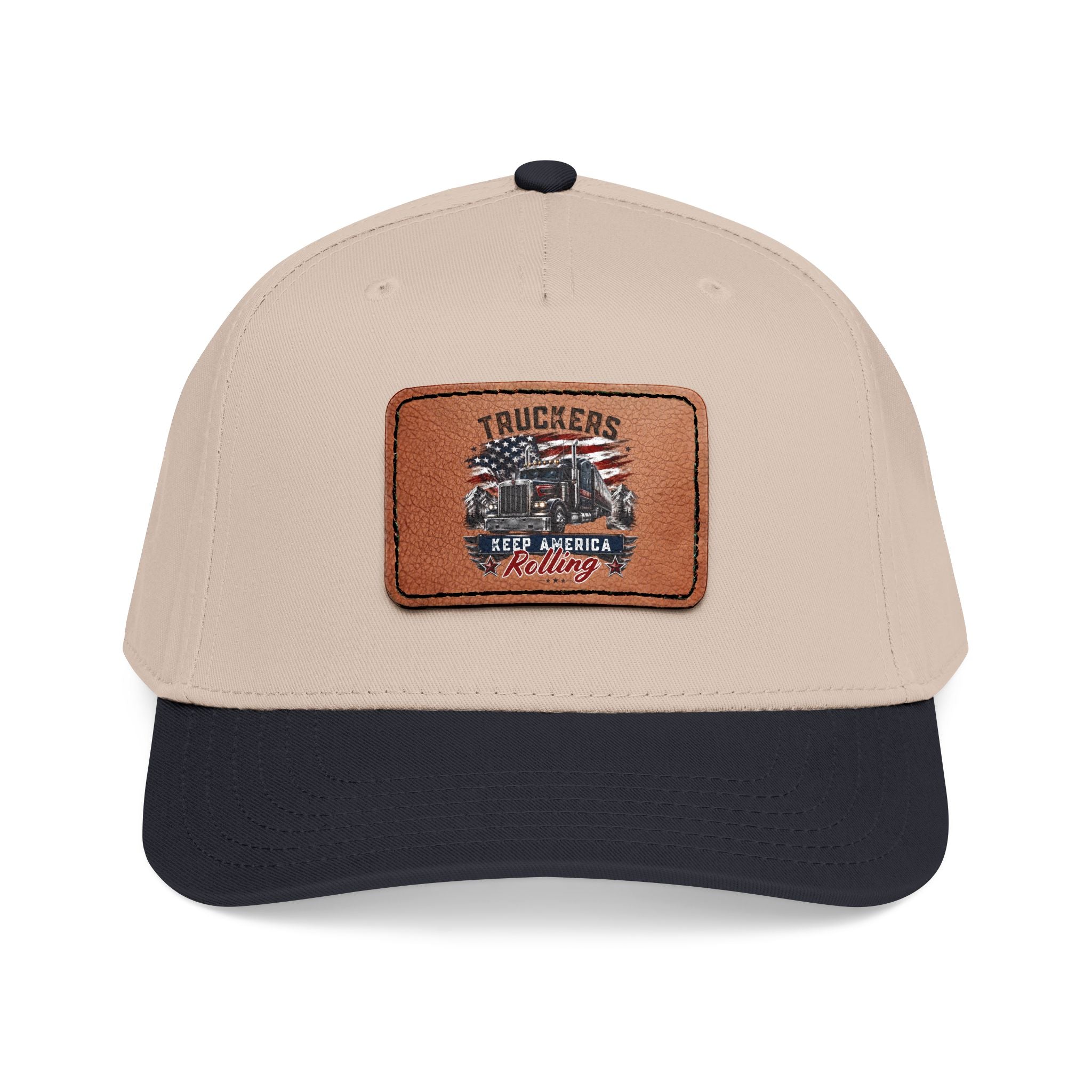 Mid Profile Baseball Cap with Leather Patch (Rectangle)