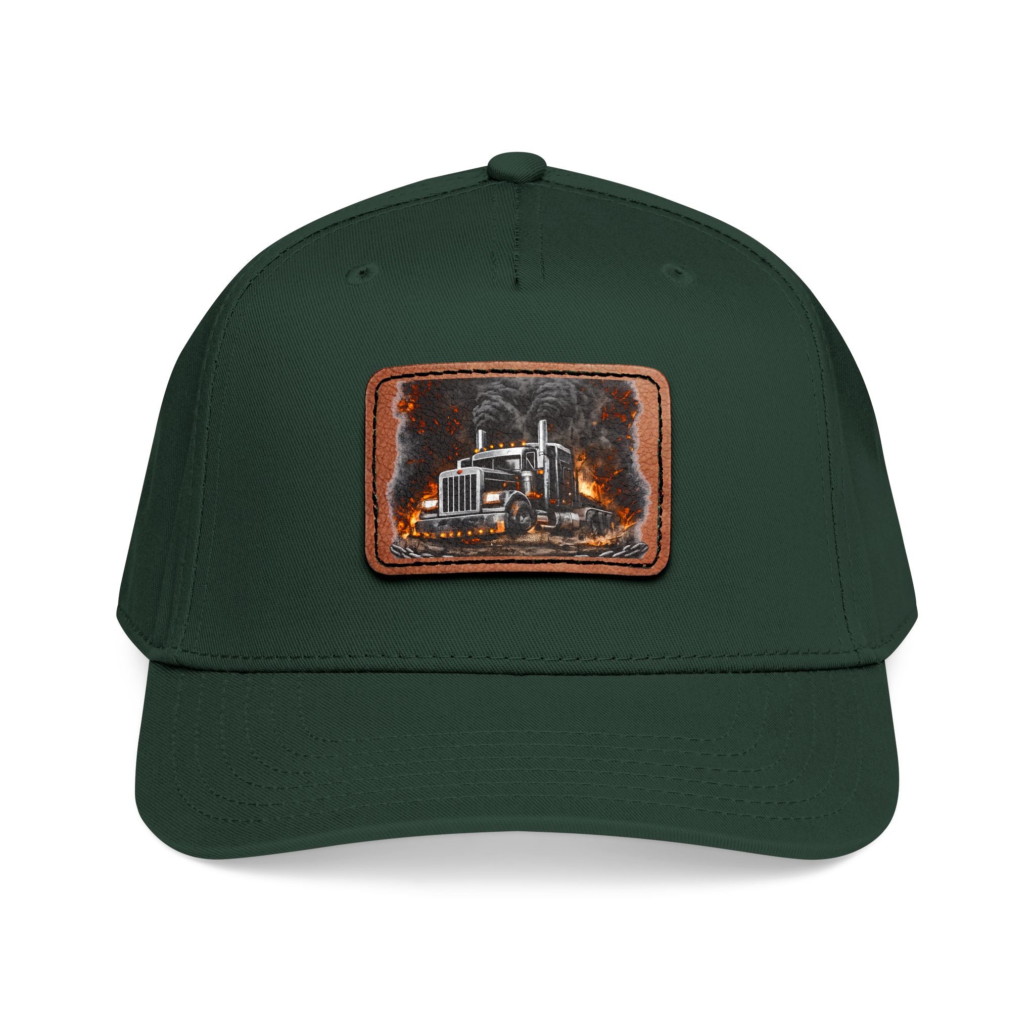 Mid Profile Baseball Cap with Leather Patch (Rectangle)
