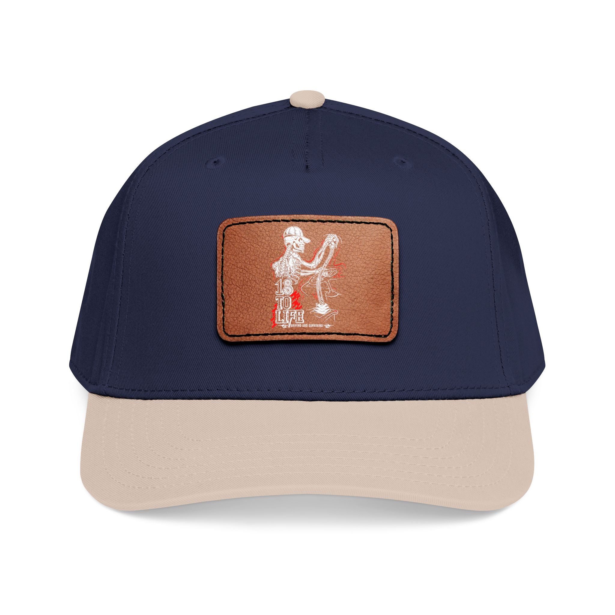 Mid Profile Baseball Cap with Leather Patch (Rectangle)