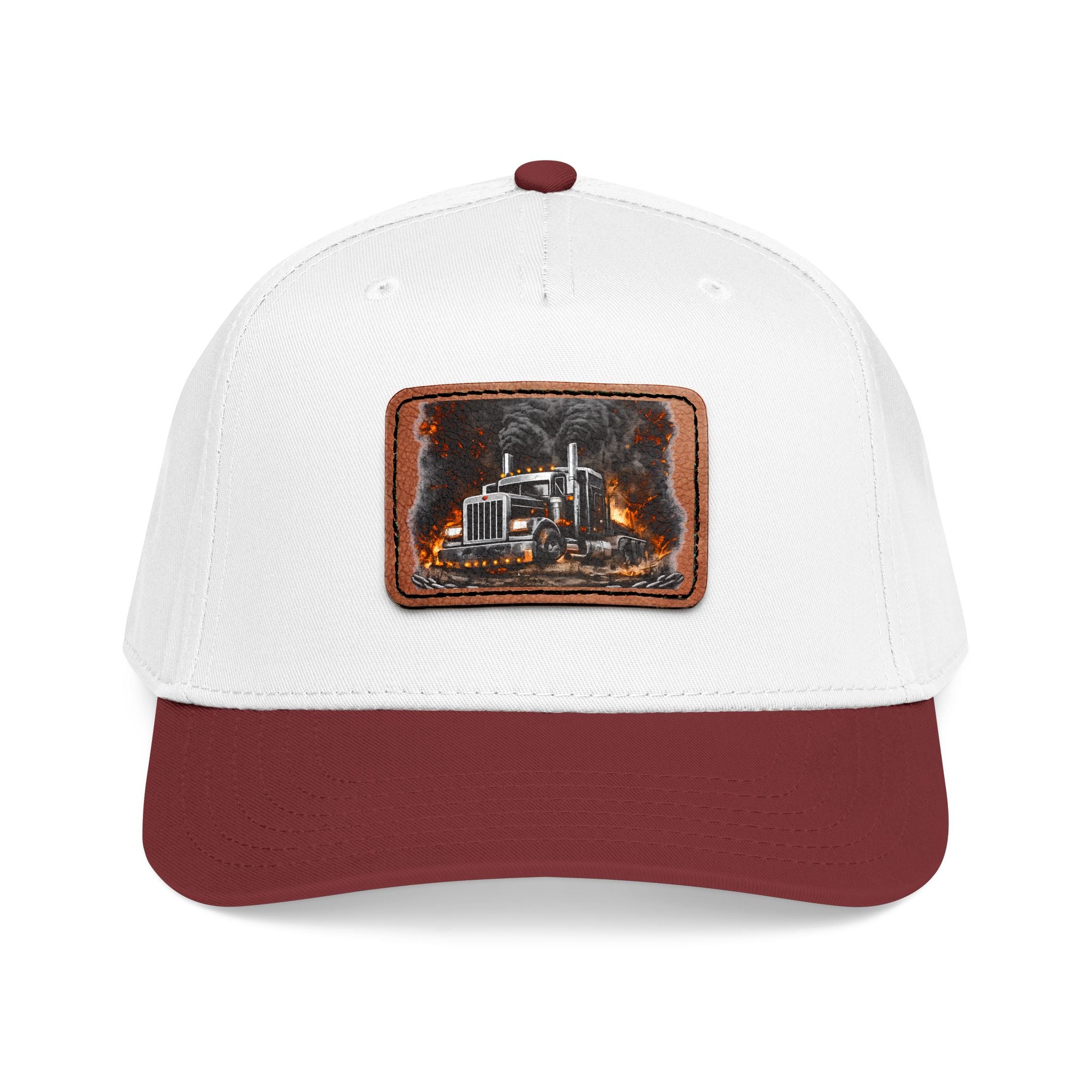 Mid Profile Baseball Cap with Leather Patch (Rectangle)
