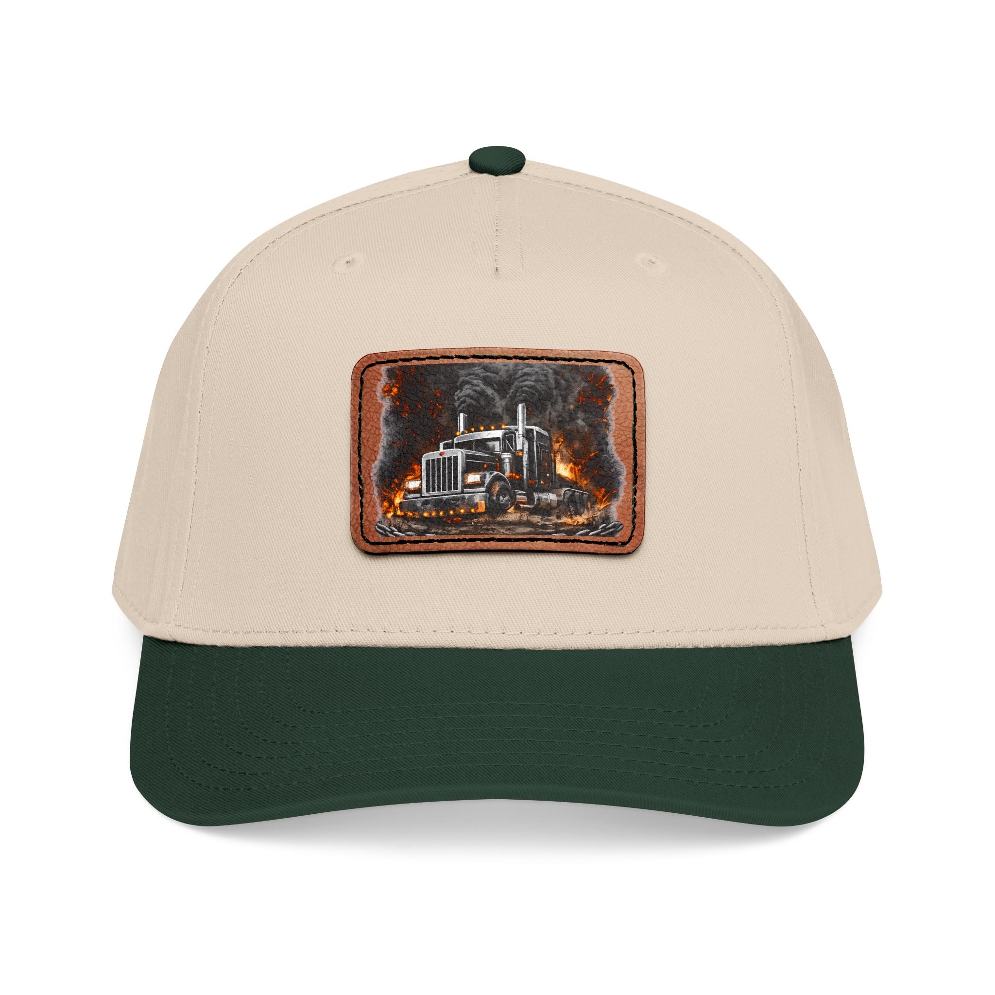 Mid Profile Baseball Cap with Leather Patch (Rectangle)