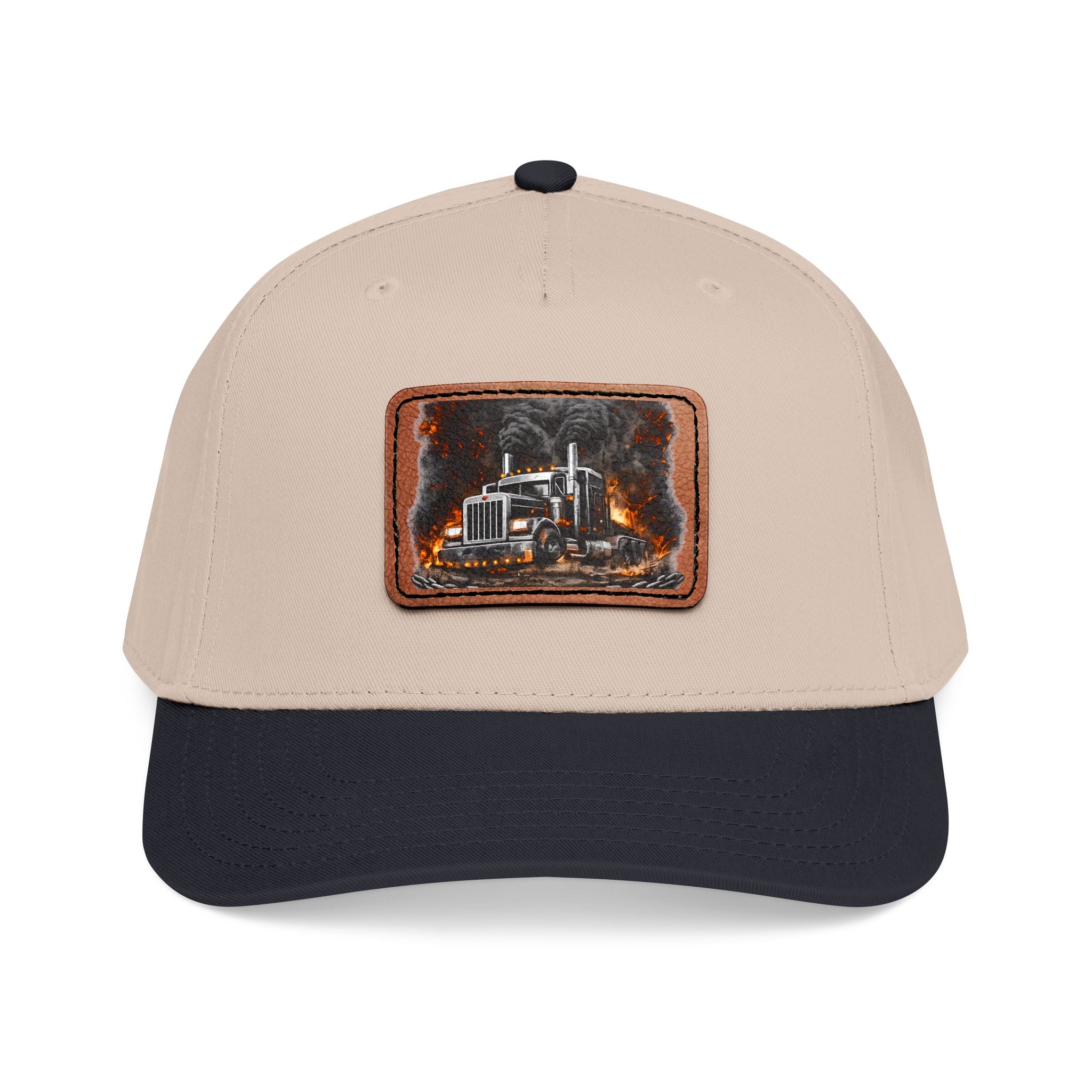 Mid Profile Baseball Cap with Leather Patch (Rectangle)