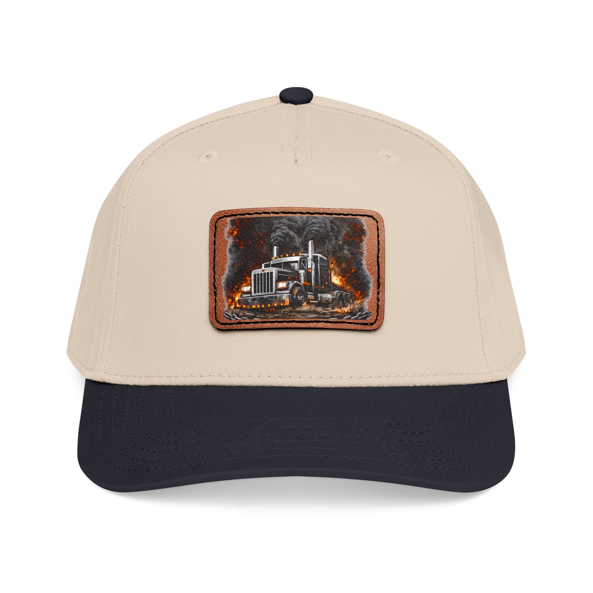 Mid Profile Baseball Cap with Leather Patch (Rectangle)