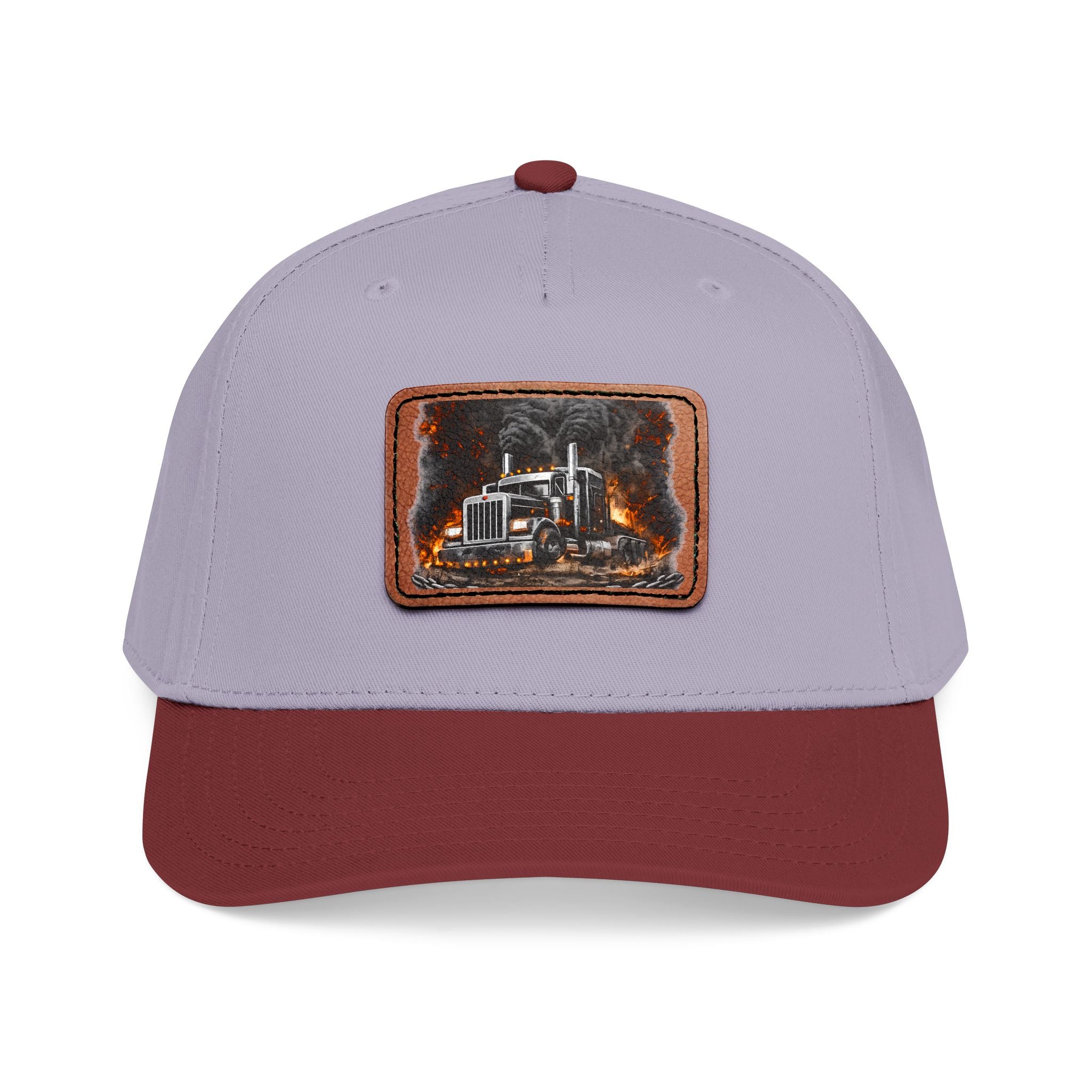 Mid Profile Baseball Cap with Leather Patch (Rectangle)
