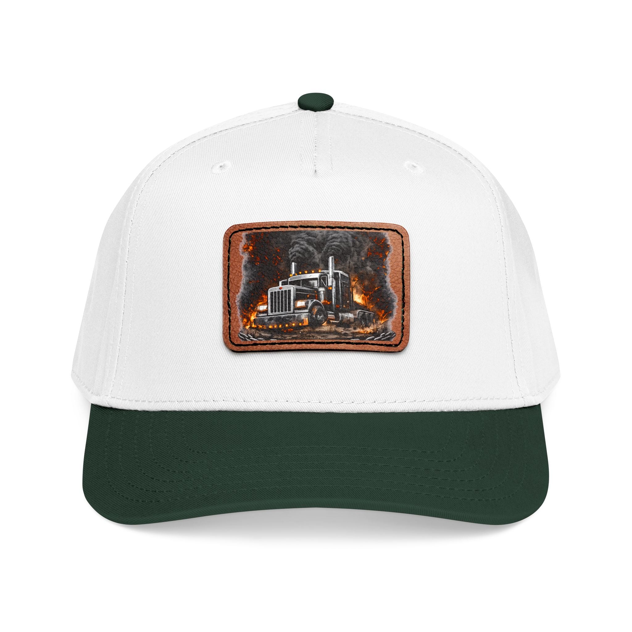 Mid Profile Baseball Cap with Leather Patch (Rectangle)