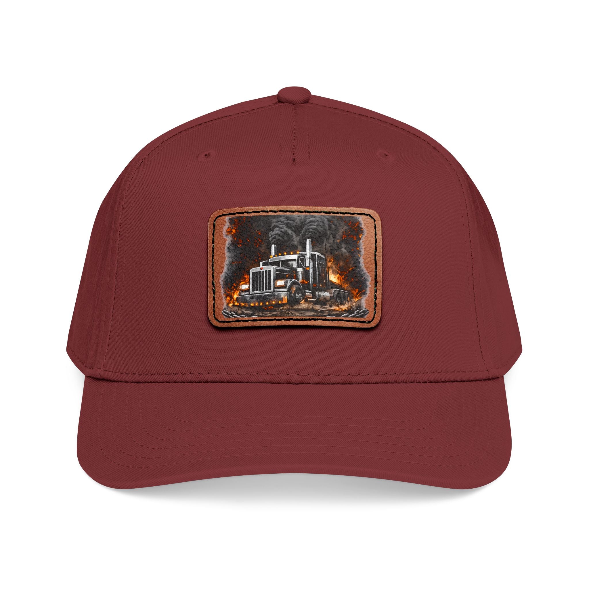 Mid Profile Baseball Cap with Leather Patch (Rectangle)