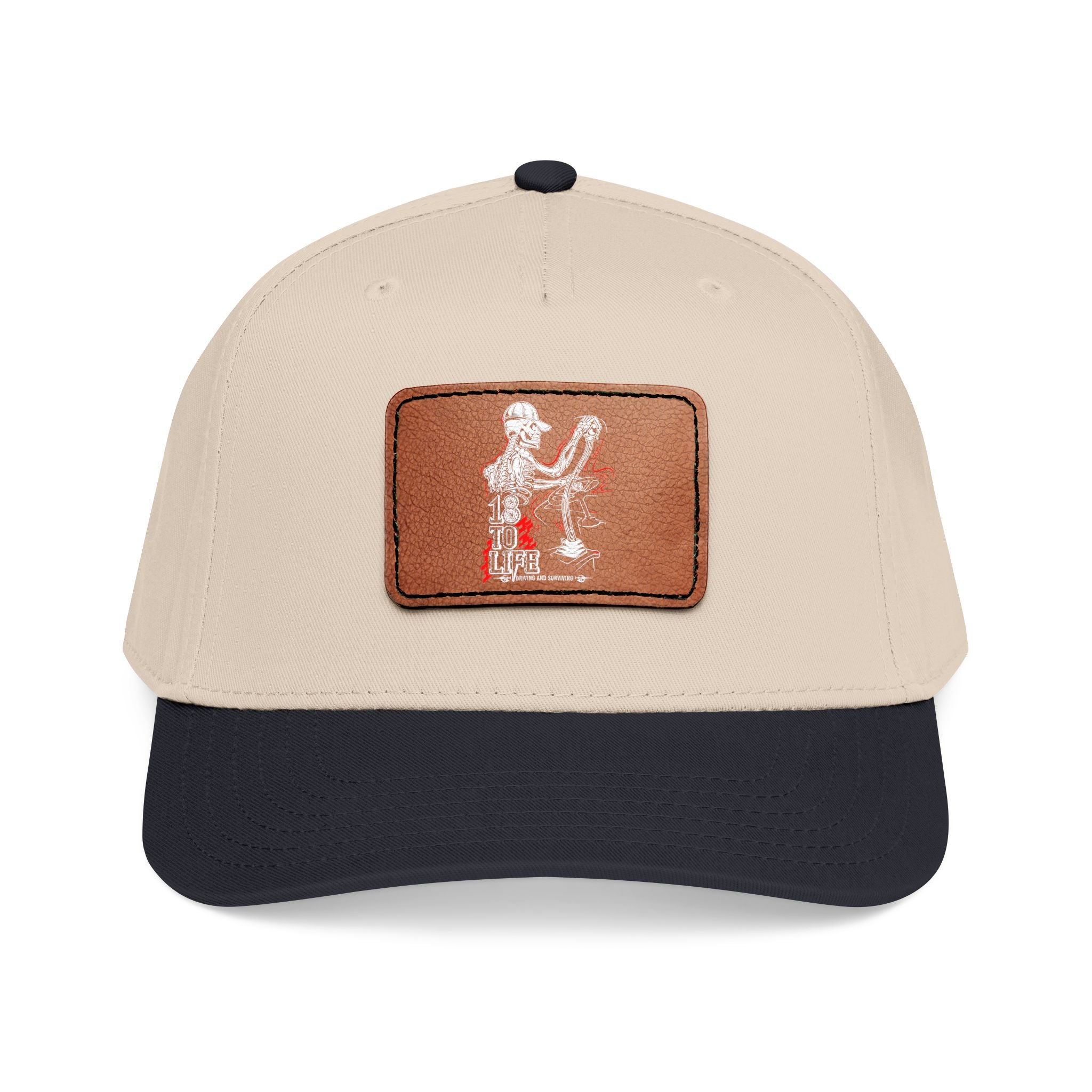Mid Profile Baseball Cap with Leather Patch (Rectangle)