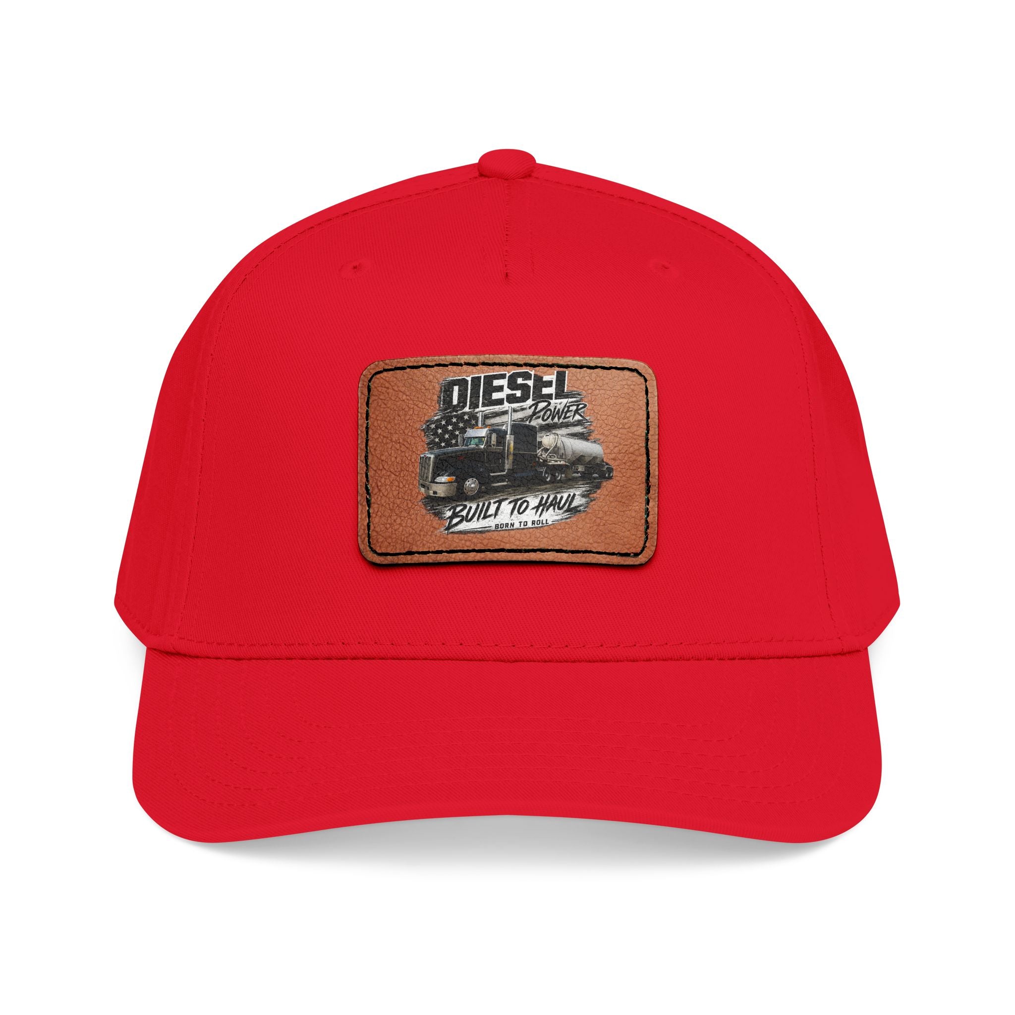 Mid Profile Baseball Cap with Leather Patch (Rectangle)