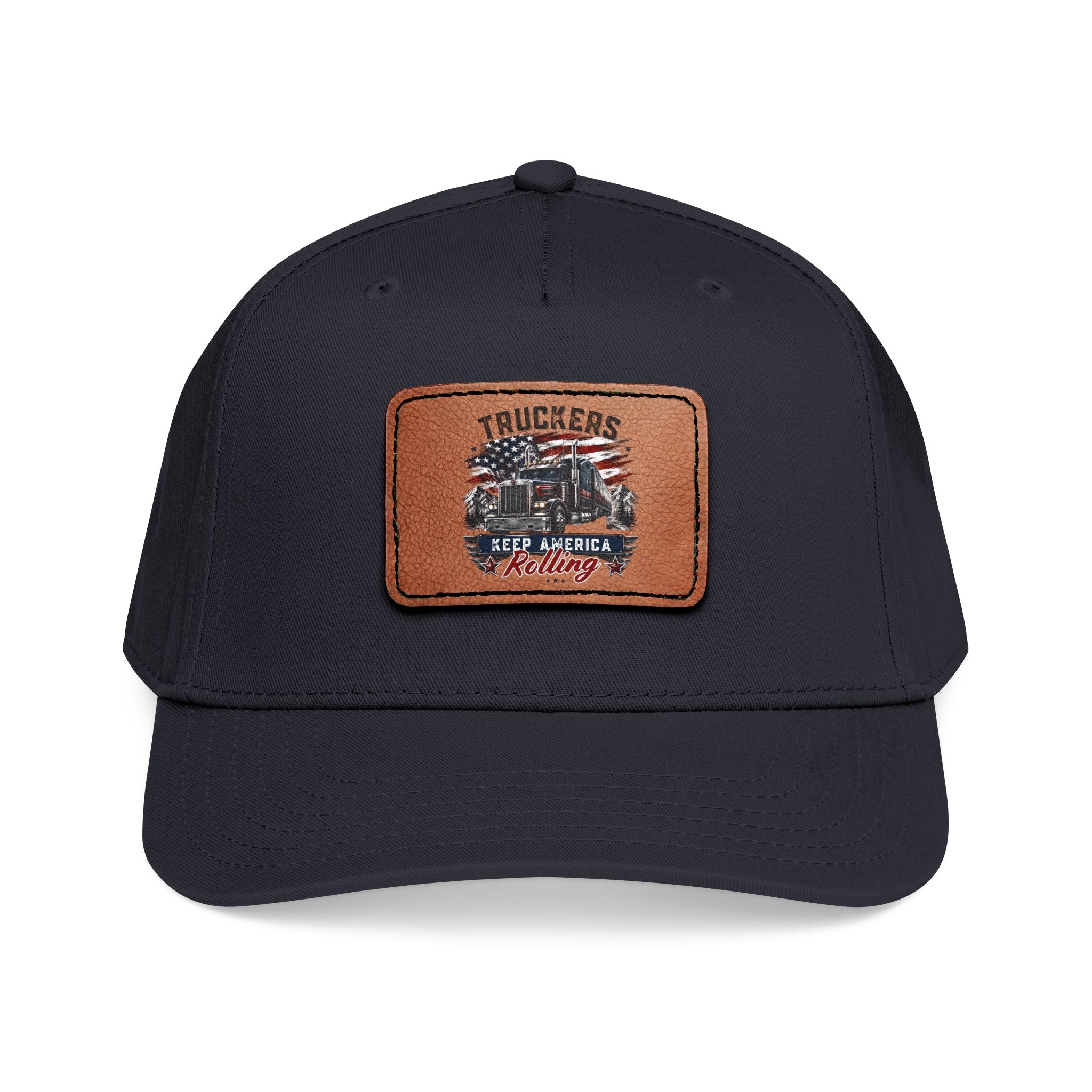 Mid Profile Baseball Cap with Leather Patch (Rectangle)