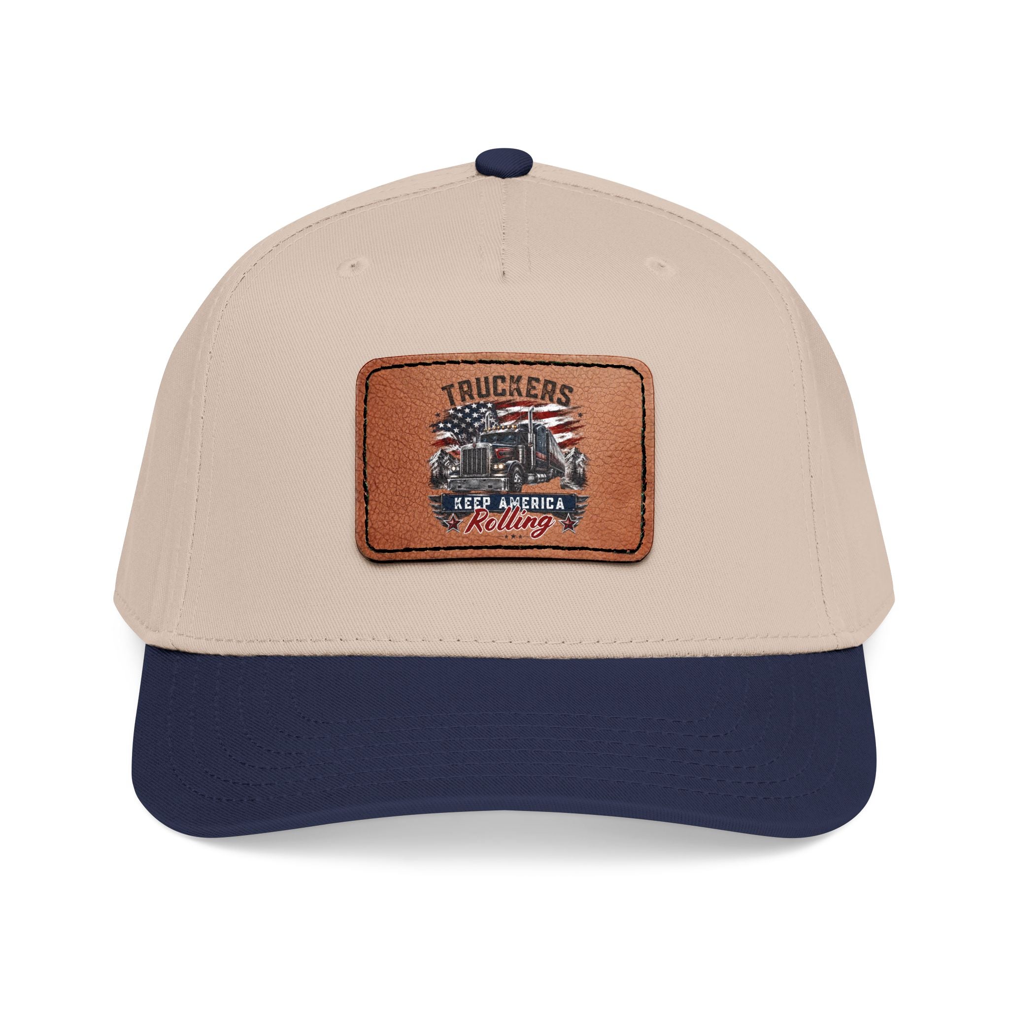Mid Profile Baseball Cap with Leather Patch (Rectangle)