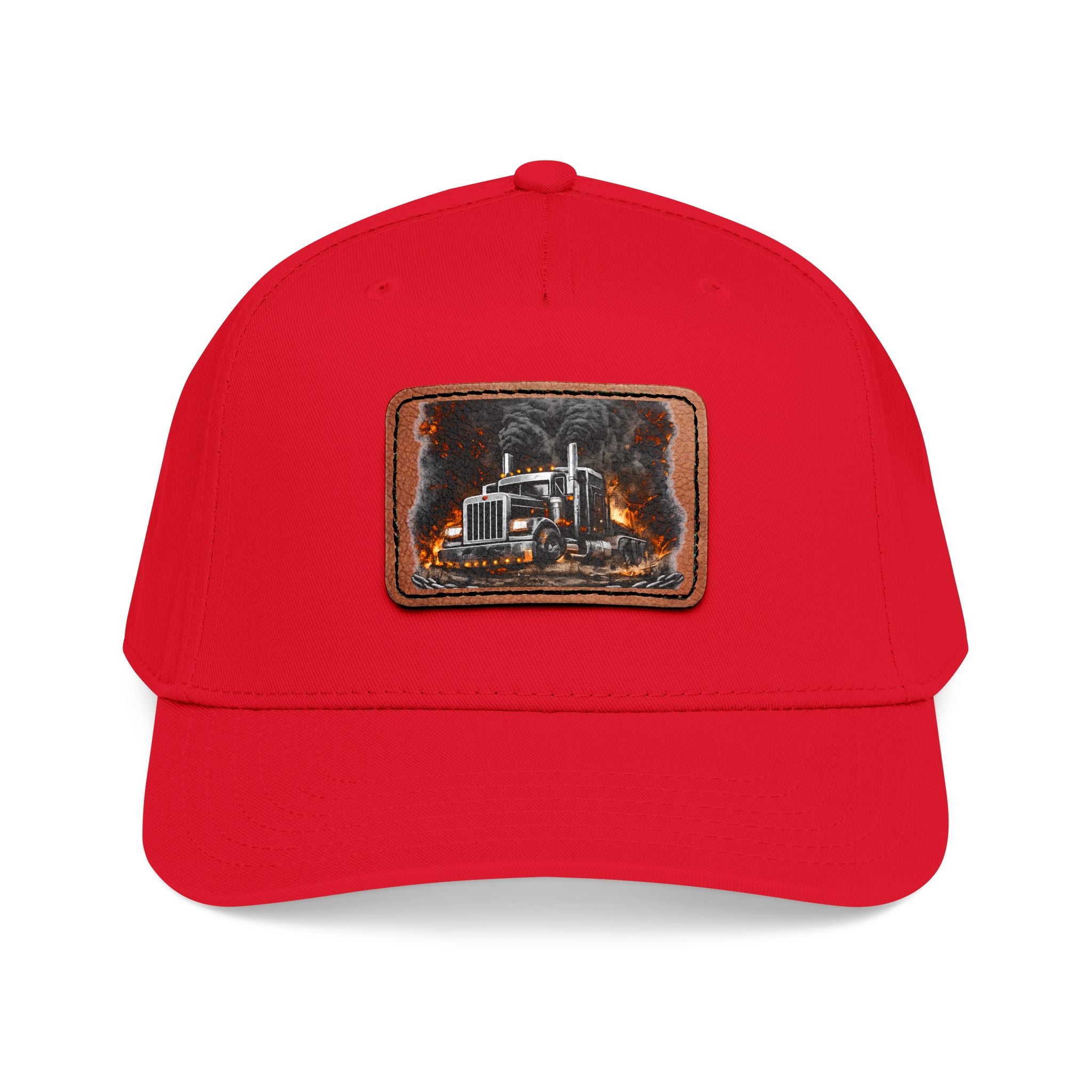 Mid Profile Baseball Cap with Leather Patch (Rectangle)