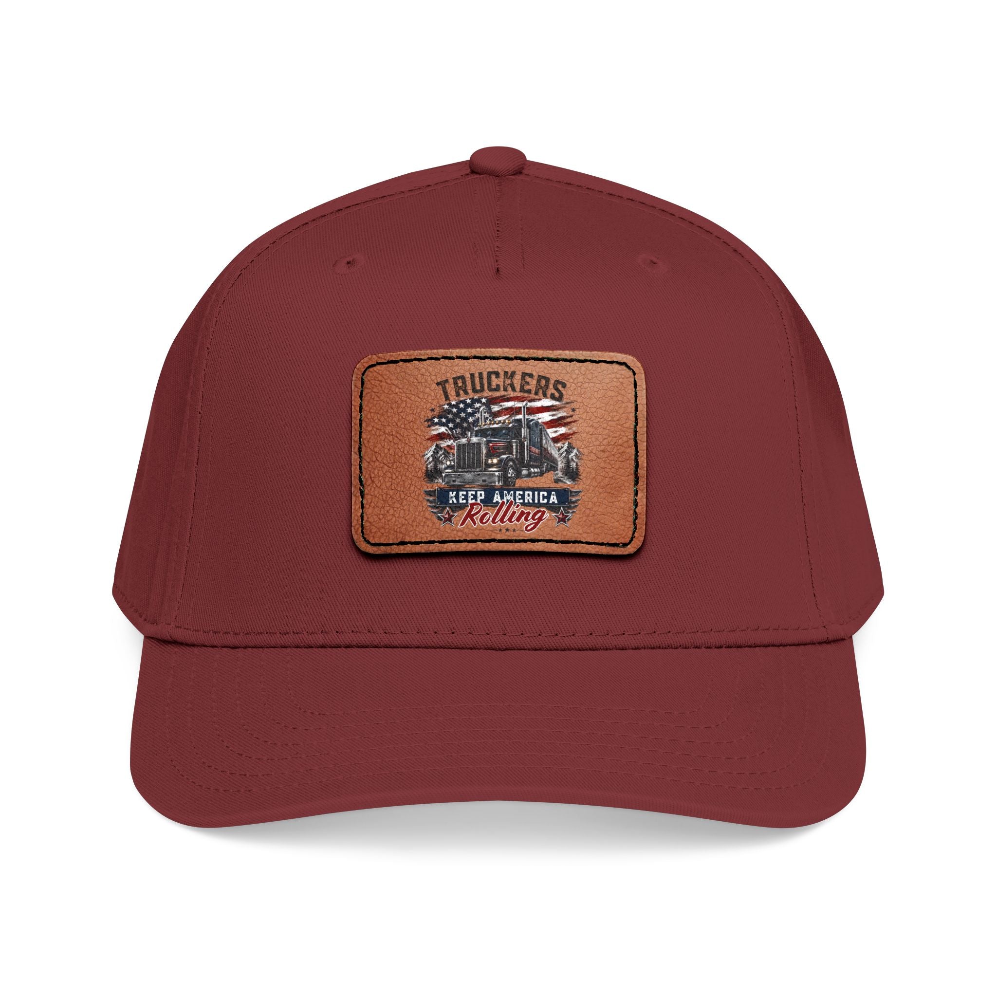 Mid Profile Baseball Cap with Leather Patch (Rectangle)