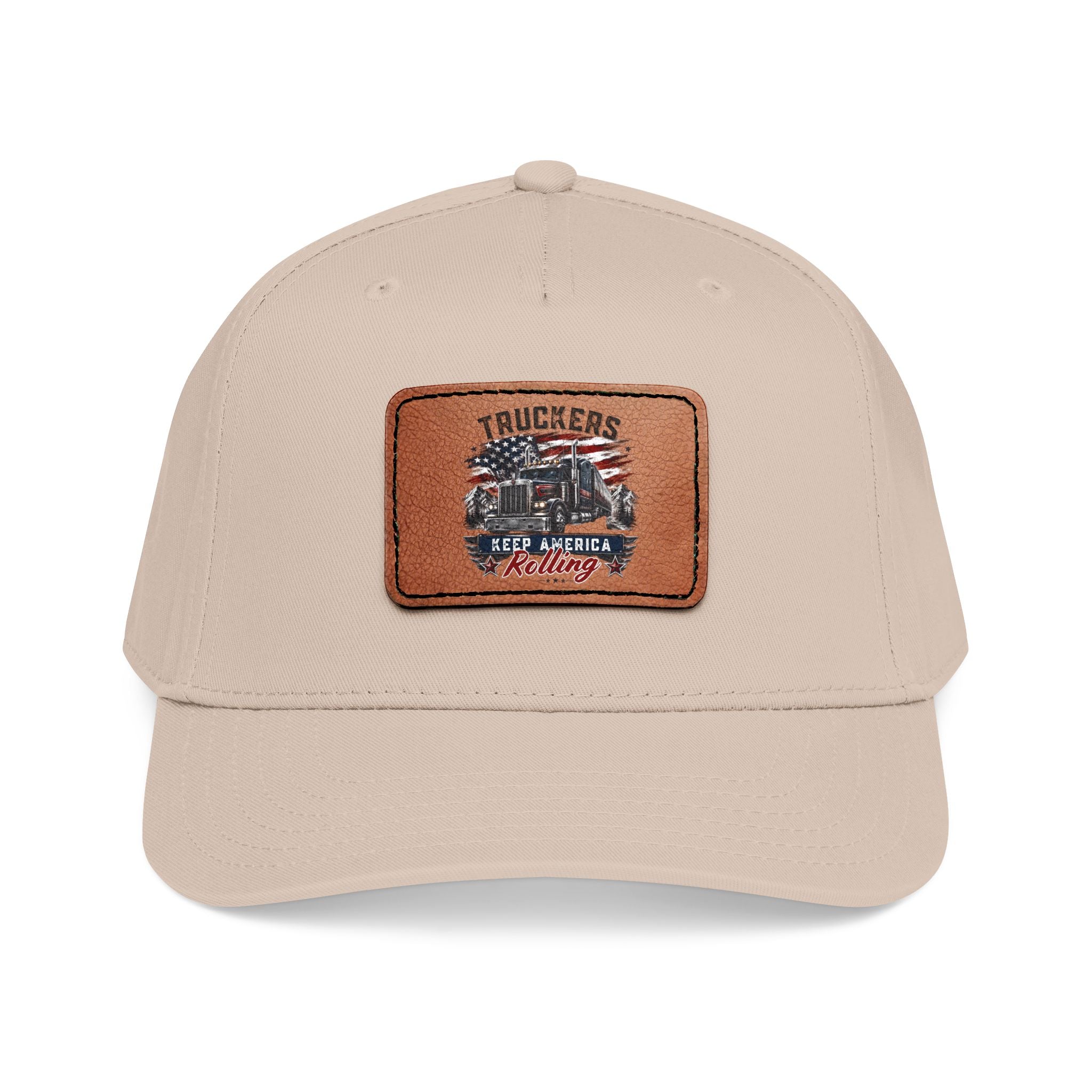 Mid Profile Baseball Cap with Leather Patch (Rectangle)