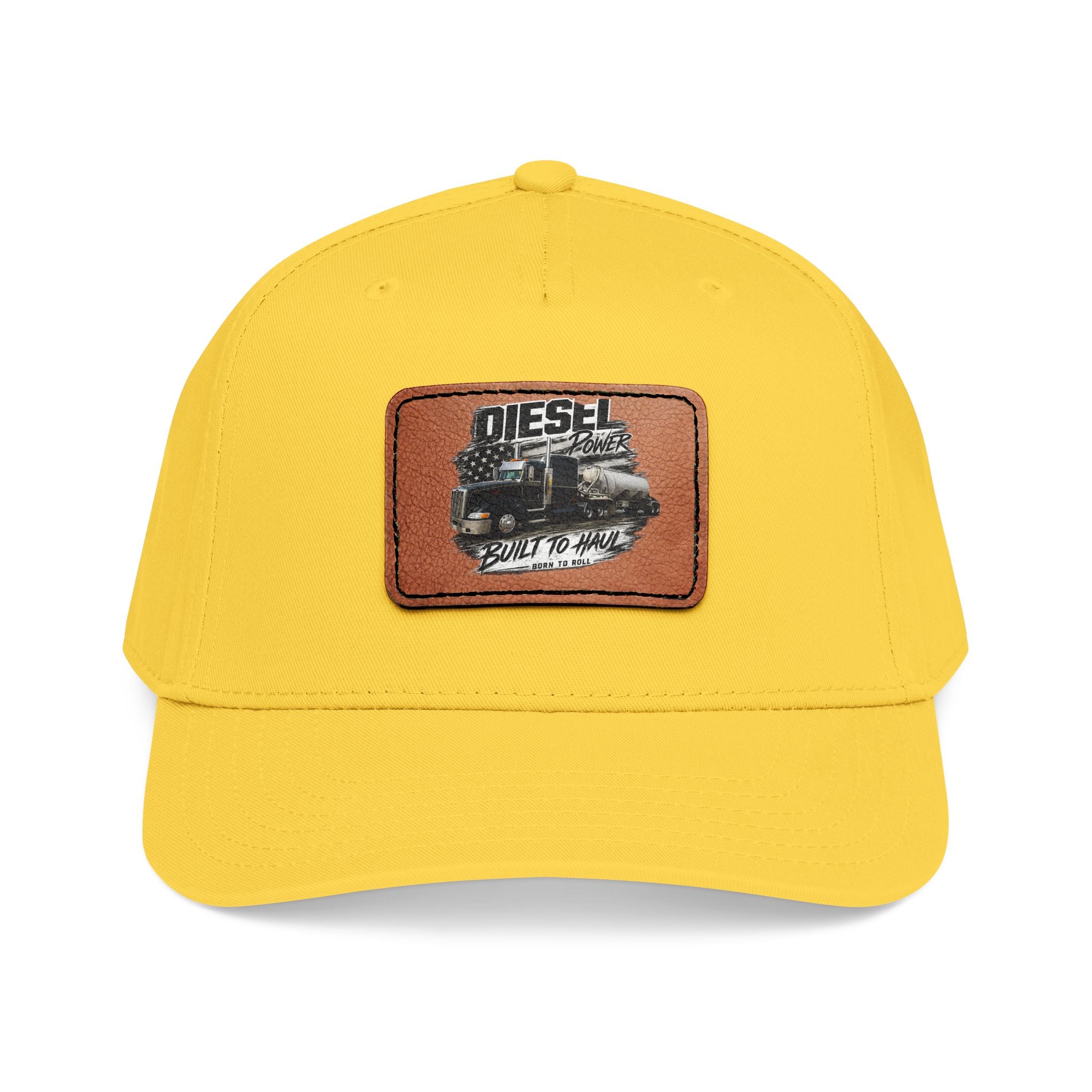Mid Profile Baseball Cap with Leather Patch (Rectangle)
