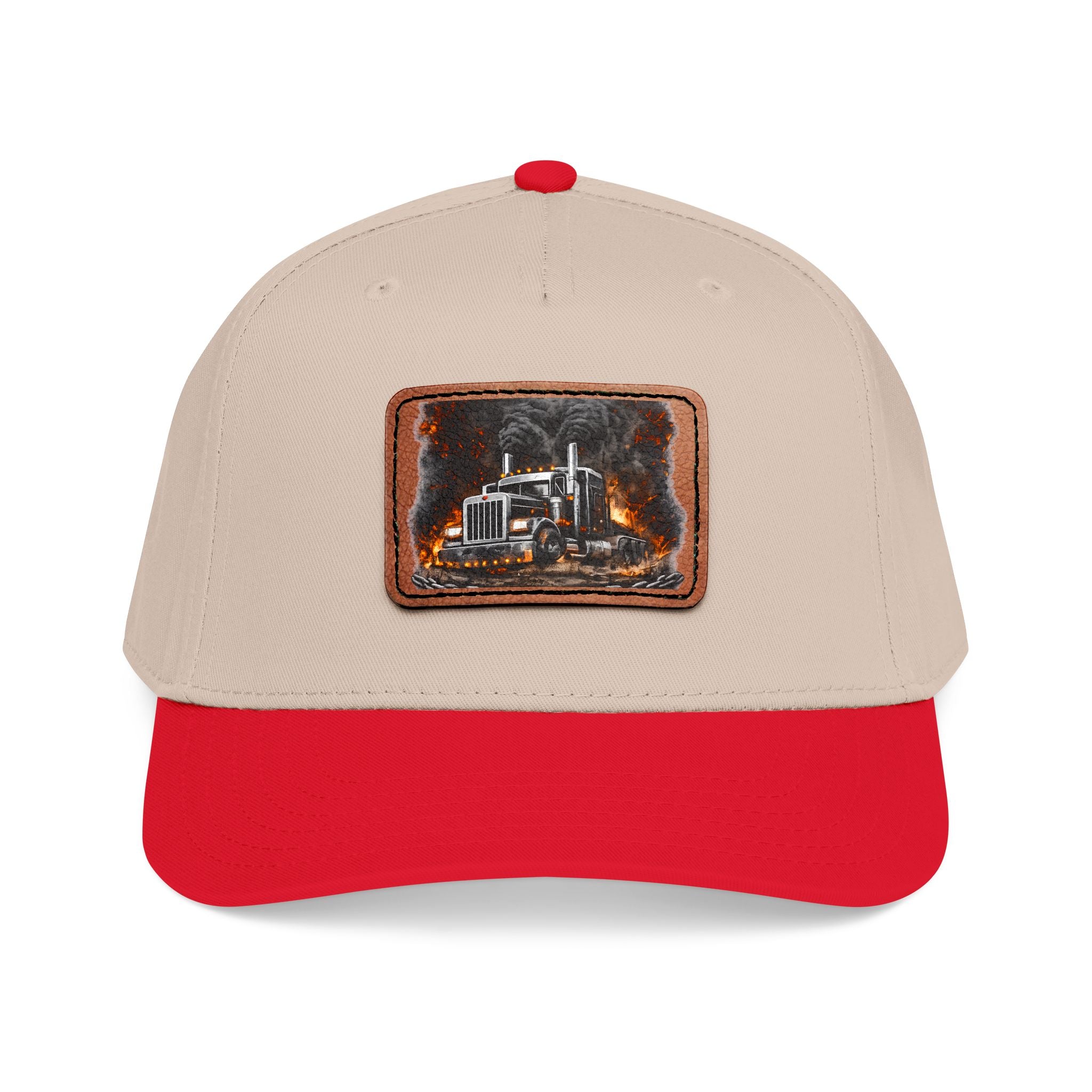 Mid Profile Baseball Cap with Leather Patch (Rectangle)
