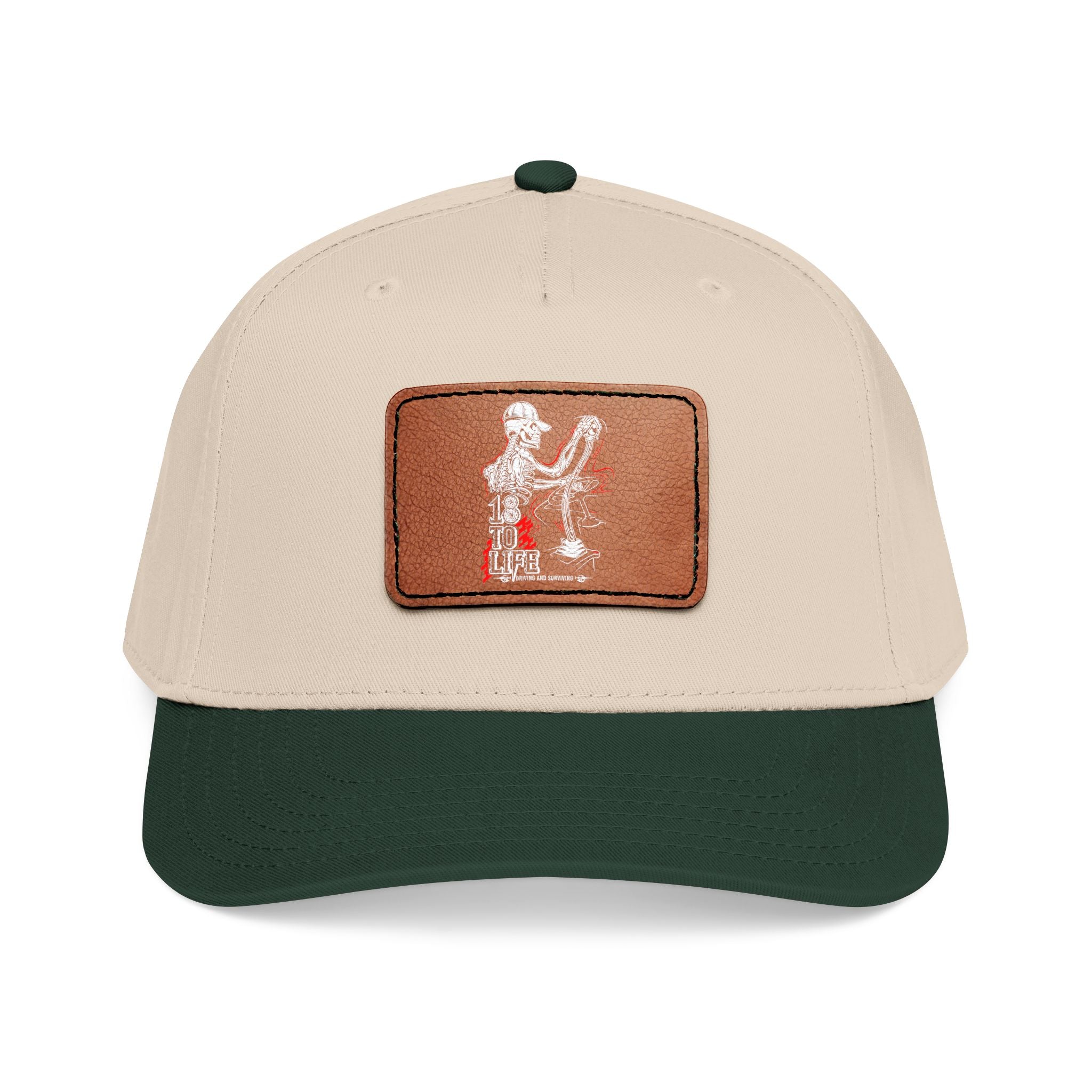Mid Profile Baseball Cap with Leather Patch (Rectangle)