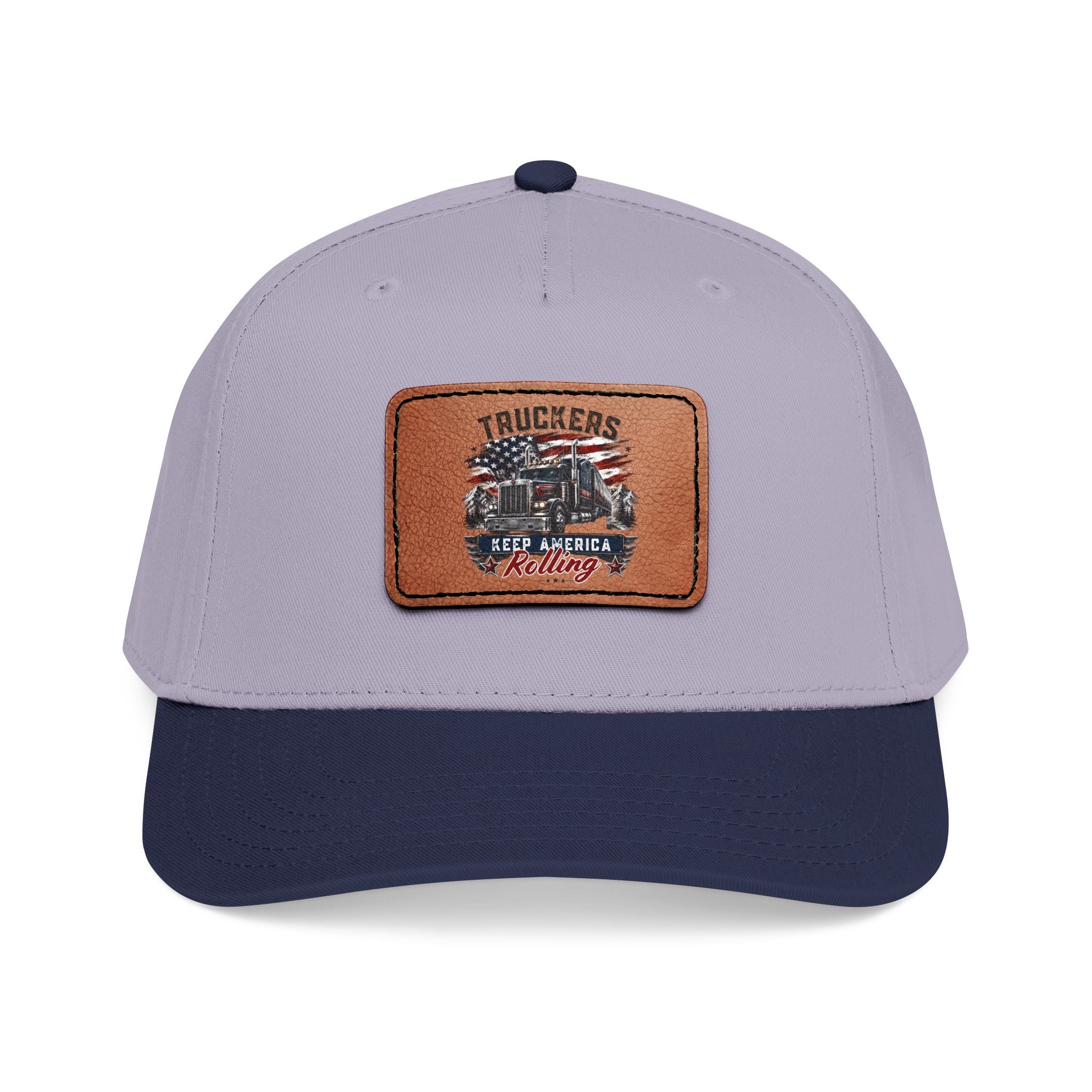 Mid Profile Baseball Cap with Leather Patch (Rectangle)