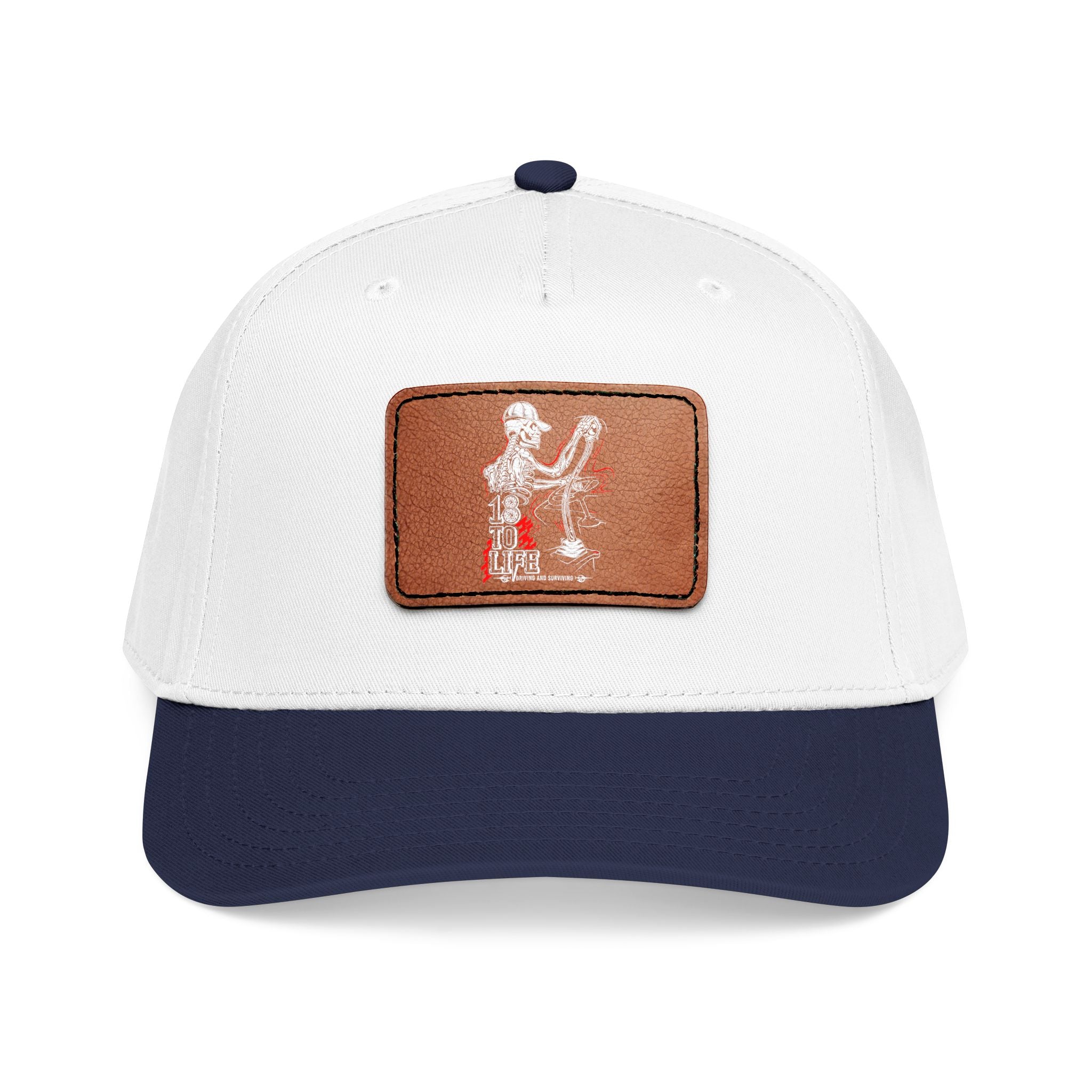 Mid Profile Baseball Cap with Leather Patch (Rectangle)