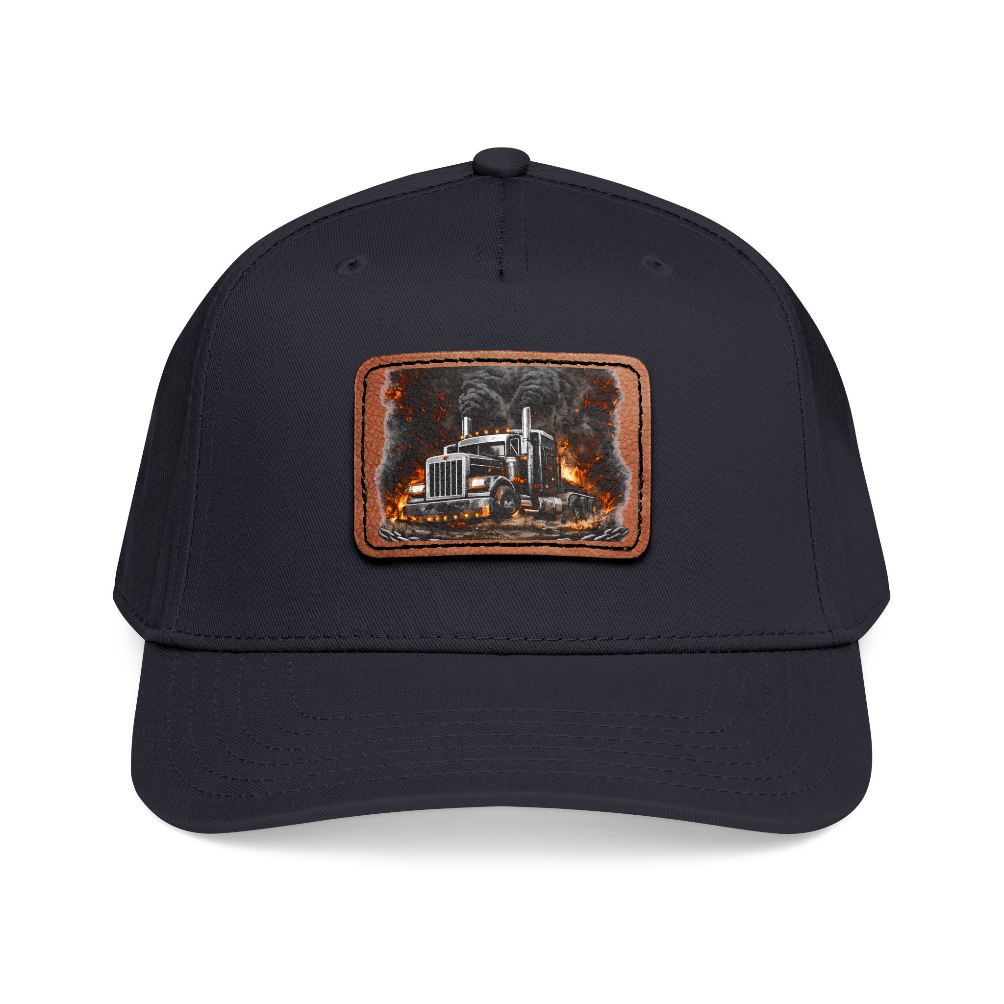 Mid Profile Baseball Cap with Leather Patch (Rectangle)