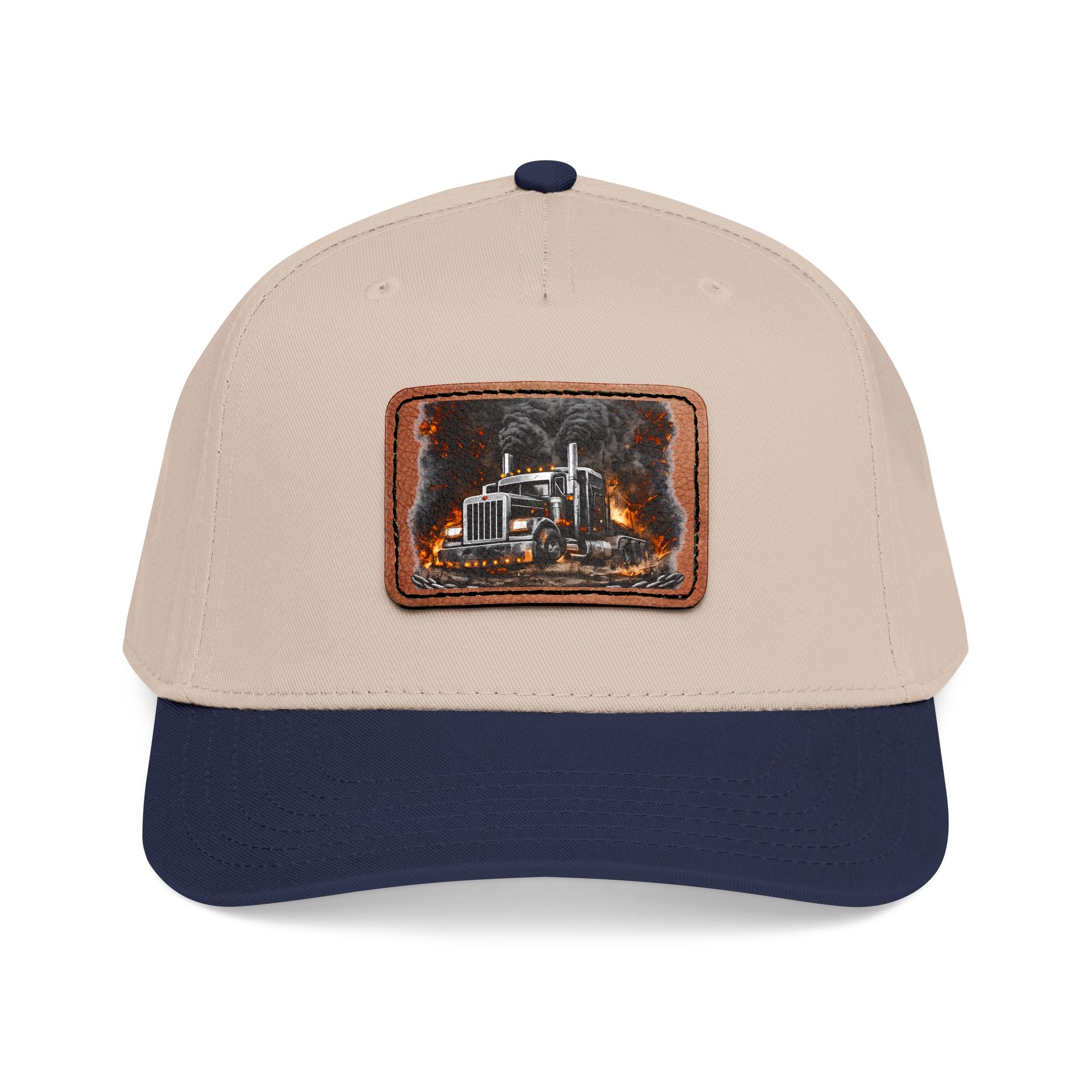 Mid Profile Baseball Cap with Leather Patch (Rectangle)