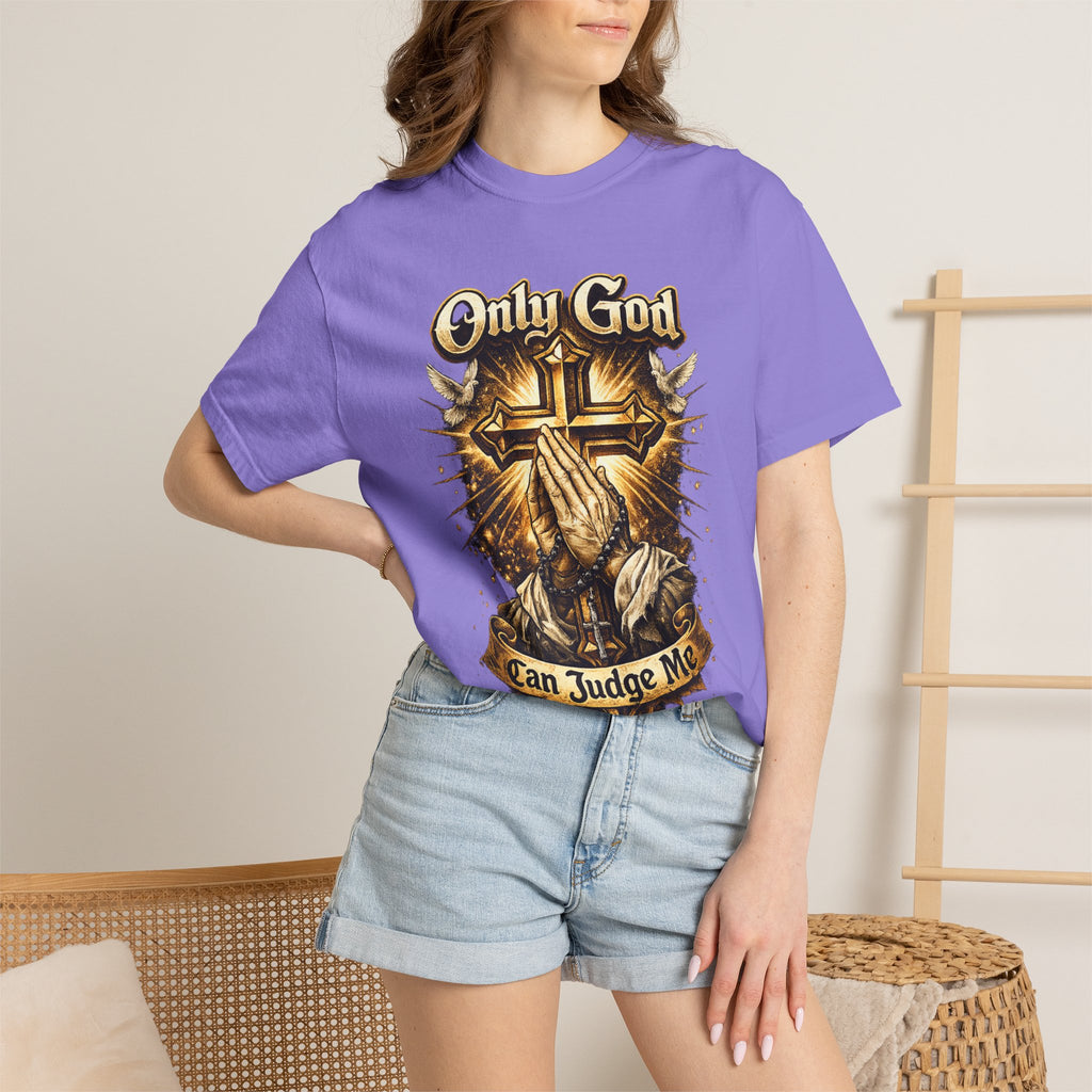 Only God Can Judge Me T-Shirt — Praying Hands & Cross Religious Tee