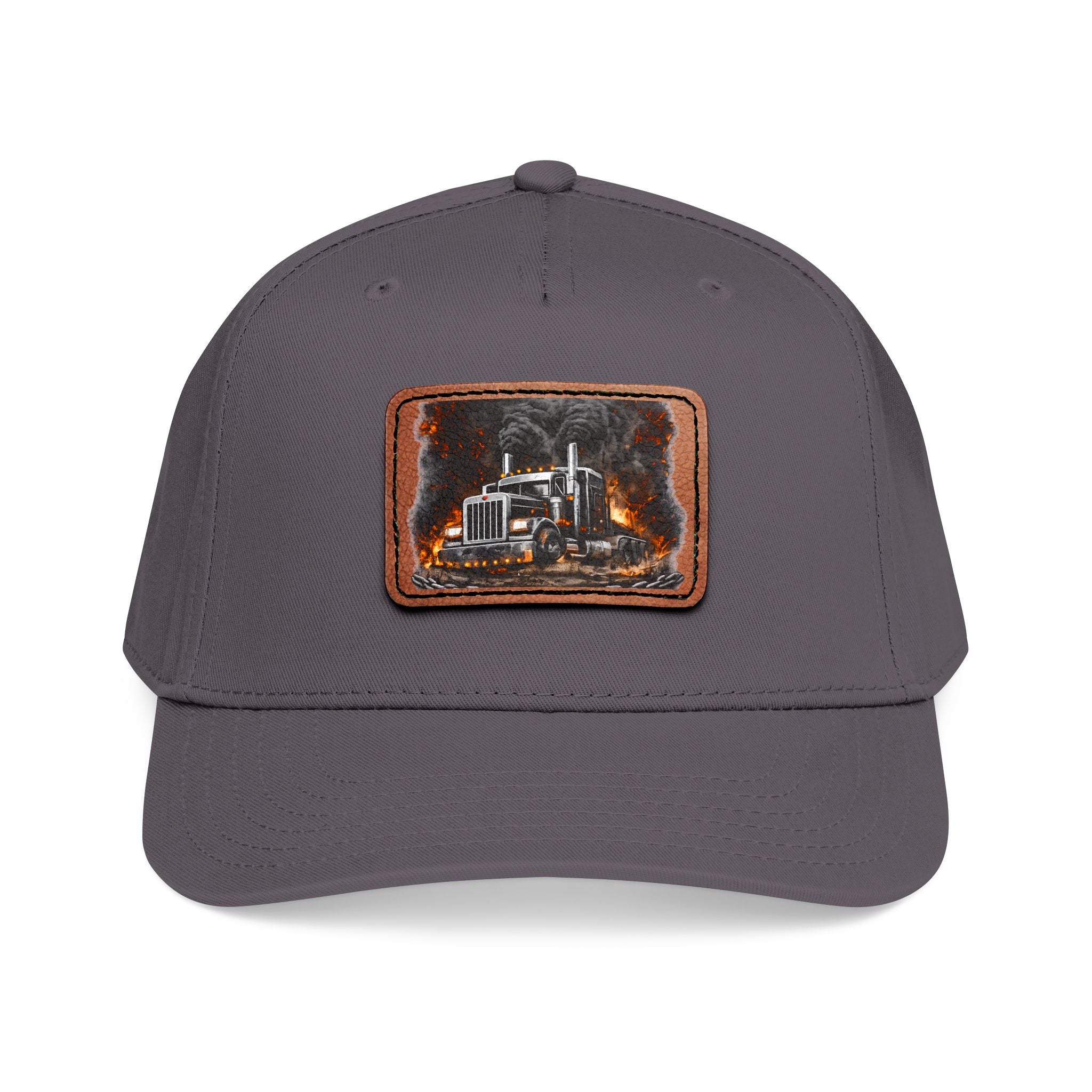 Mid Profile Baseball Cap with Leather Patch (Rectangle)