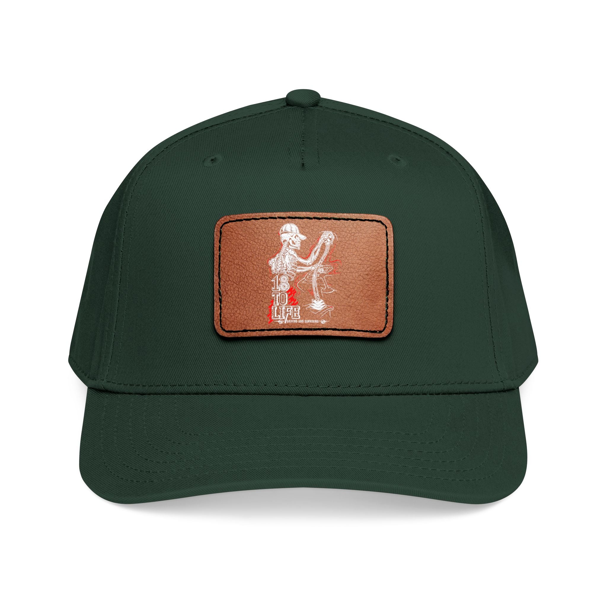 Mid Profile Baseball Cap with Leather Patch (Rectangle)