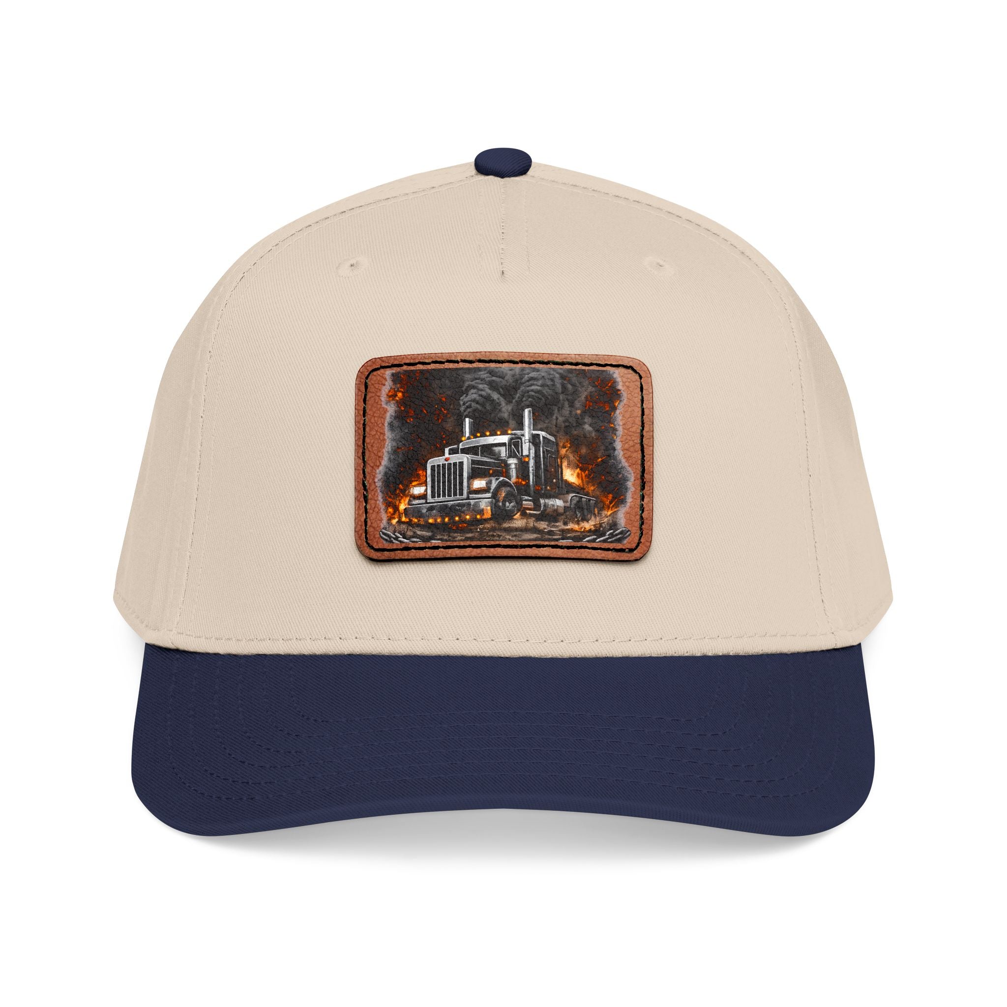 Mid Profile Baseball Cap with Leather Patch (Rectangle)