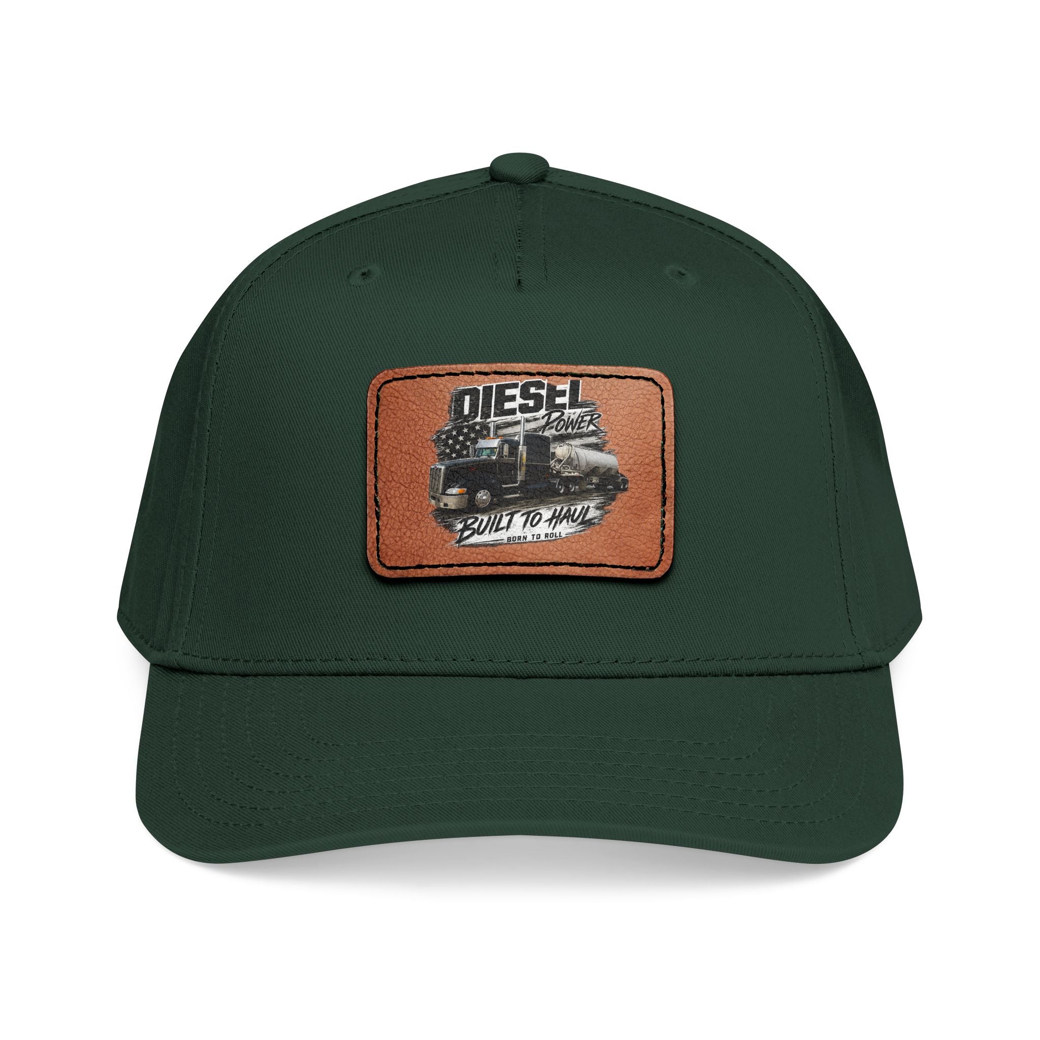 Mid Profile Baseball Cap with Leather Patch (Rectangle)