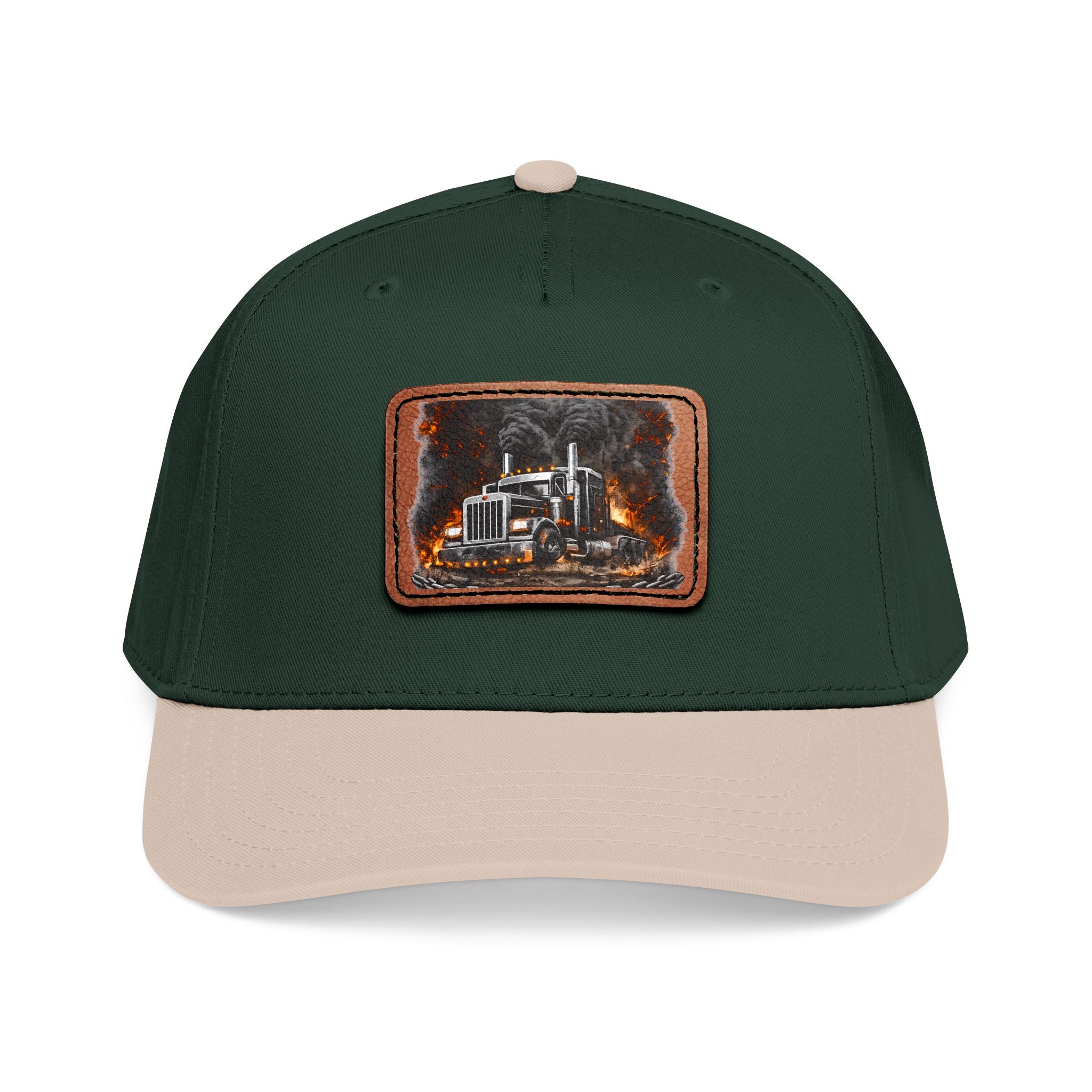 Mid Profile Baseball Cap with Leather Patch (Rectangle)