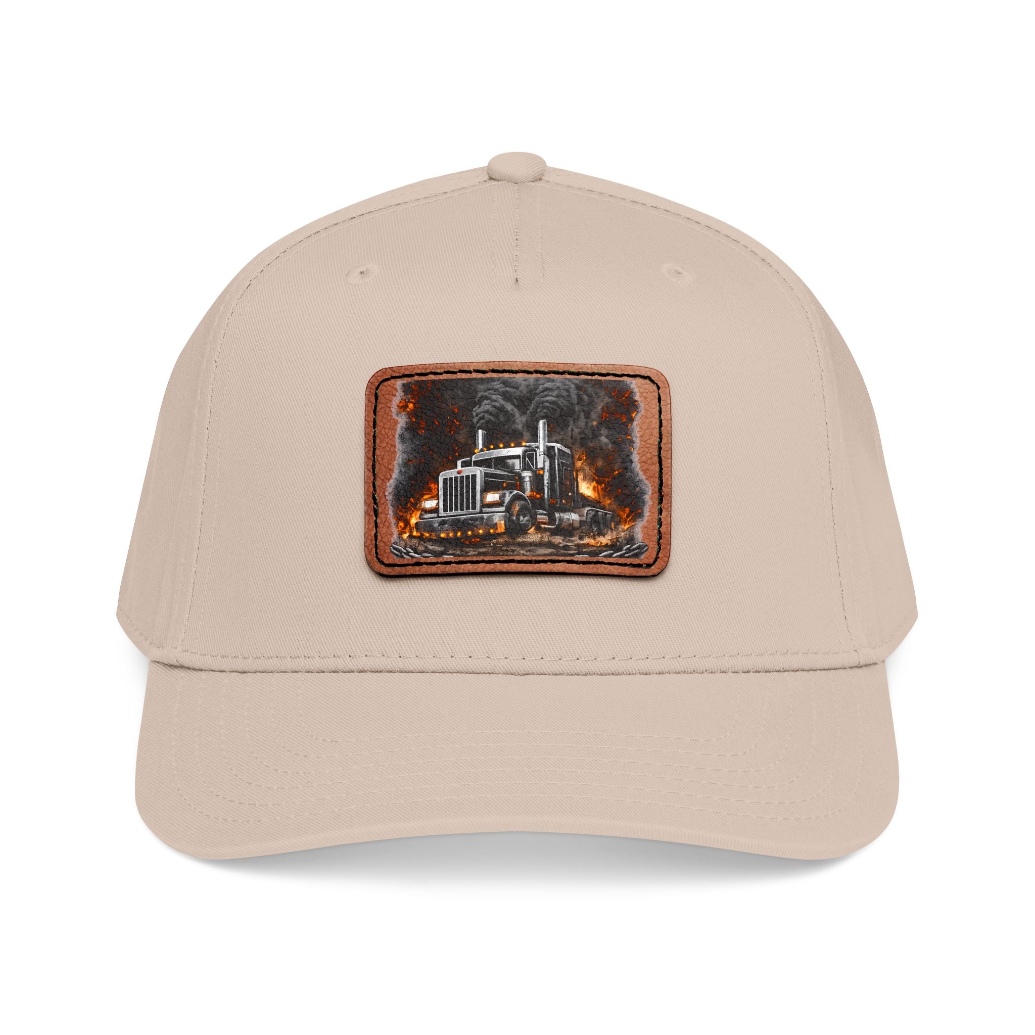 Mid Profile Baseball Cap with Leather Patch (Rectangle)