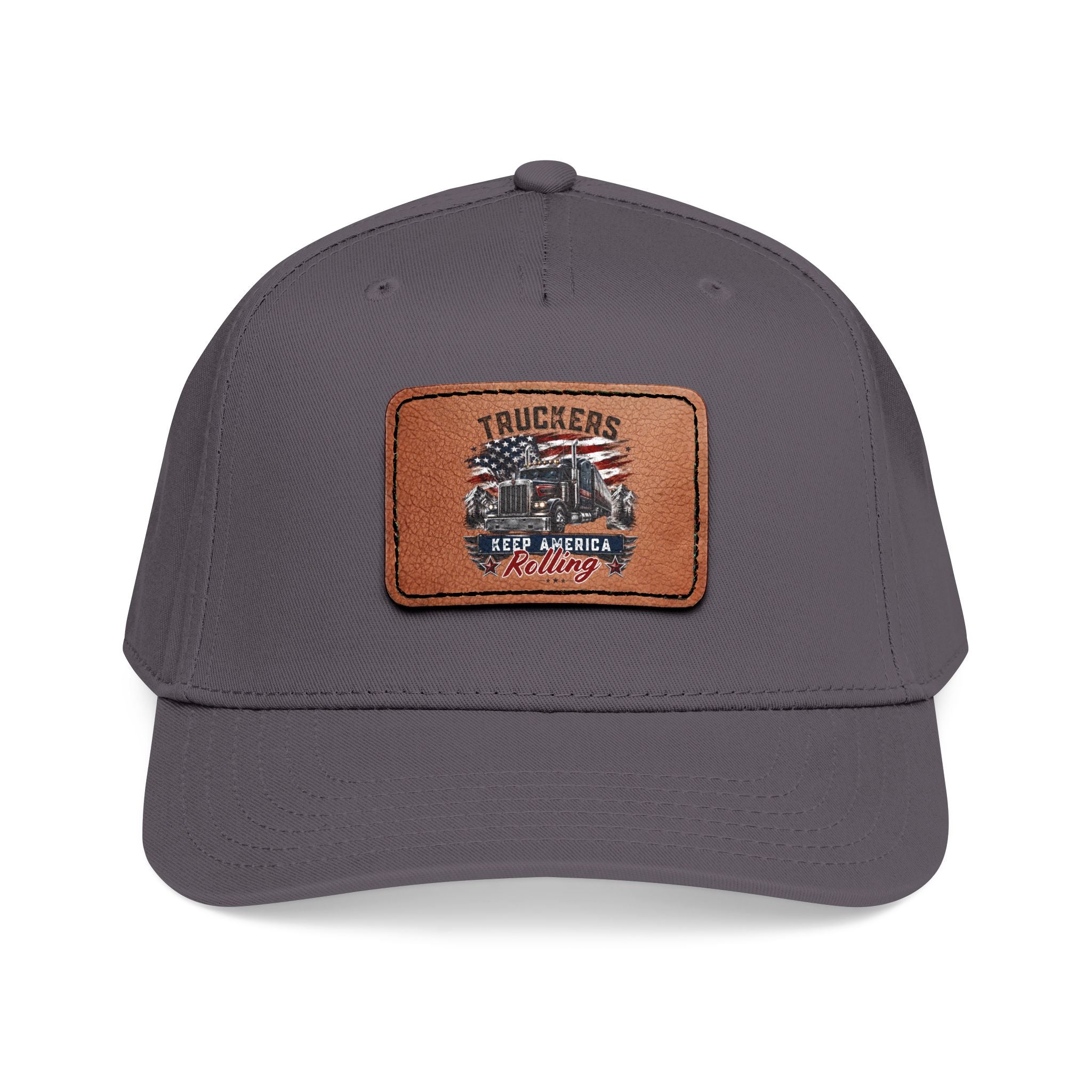 Mid Profile Baseball Cap with Leather Patch (Rectangle)