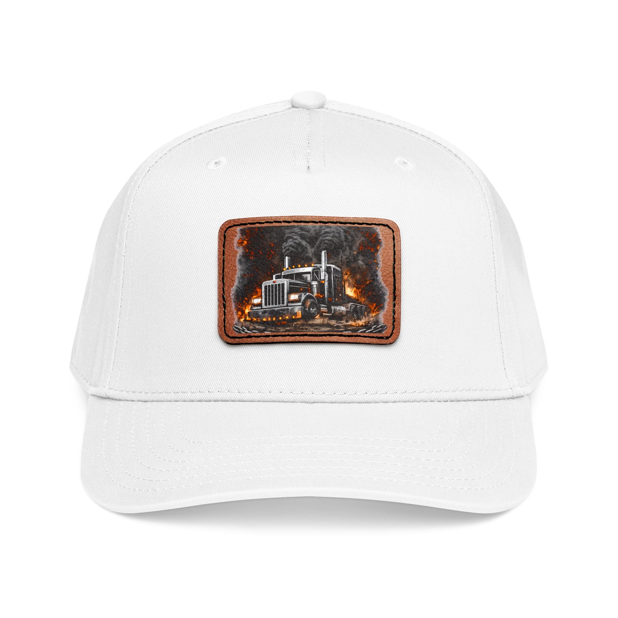 Mid Profile Baseball Cap with Leather Patch (Rectangle)